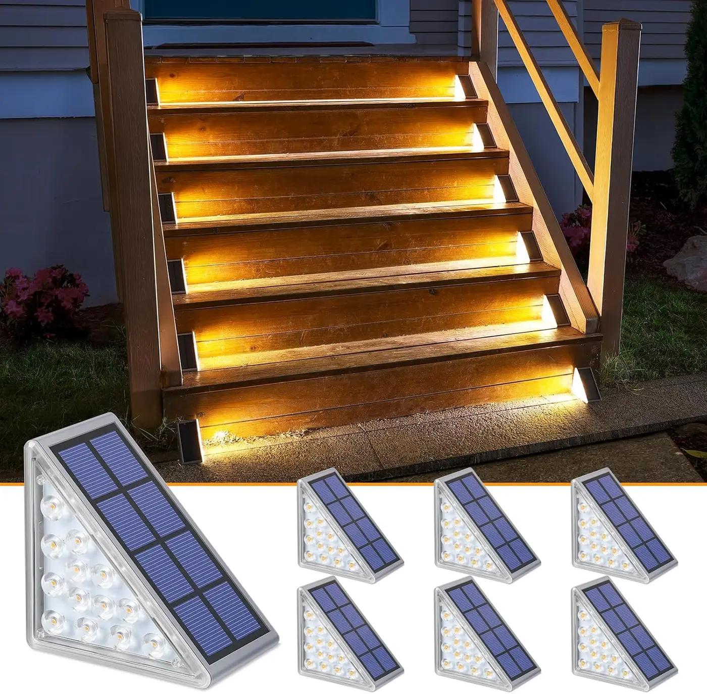NIORSUN Solar Step Lights,6 Pack Warm White Solar Stair Lights Outdoor Waterproof IP67 Auto On Off,Solar Lights for Steps,Stair,Patio,Yard,Porch,Front Door,Sidewalk,Deck Decor Recycled Claim Standard Blended