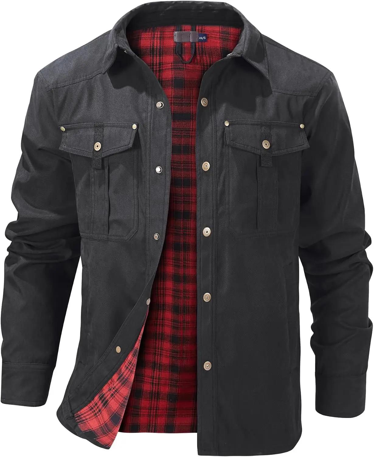 Mr.Stream Men's Lightweight Long Sleeved Snap Plaid Western Cowboy Flannel Lined Shirts Jackets