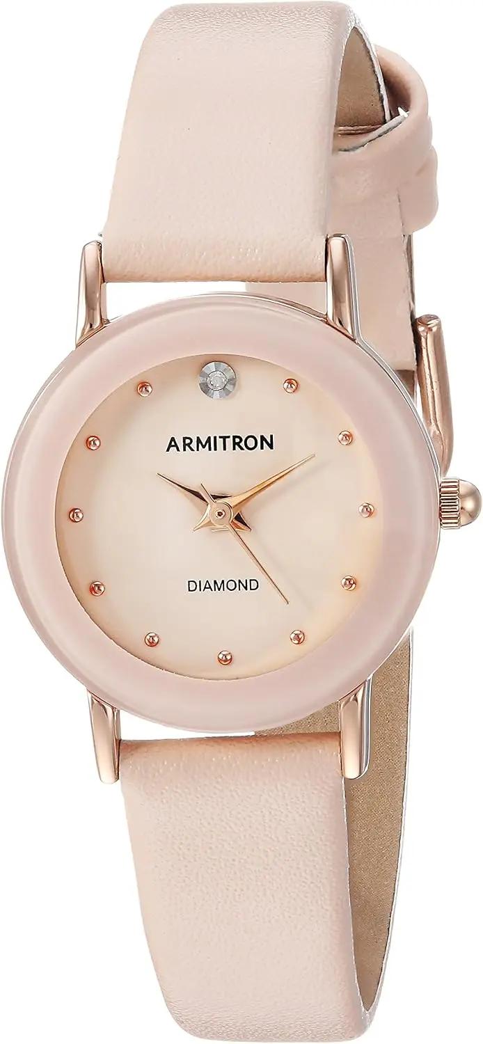 Armitron Women's 75/2447 Diamond-Accented Leather Strap Watch