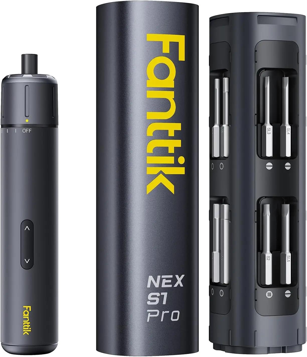 Fanttik S1 Pro Electric Screwdriver, Power Screwdriver with16 S2 Steel Bits, 3 Torque Settings, Max 6 N.m, 2000mAh Battery, LED Light &amp; 1/4''Hex, Ideal Tool for Furniture &amp; Gaming PC
