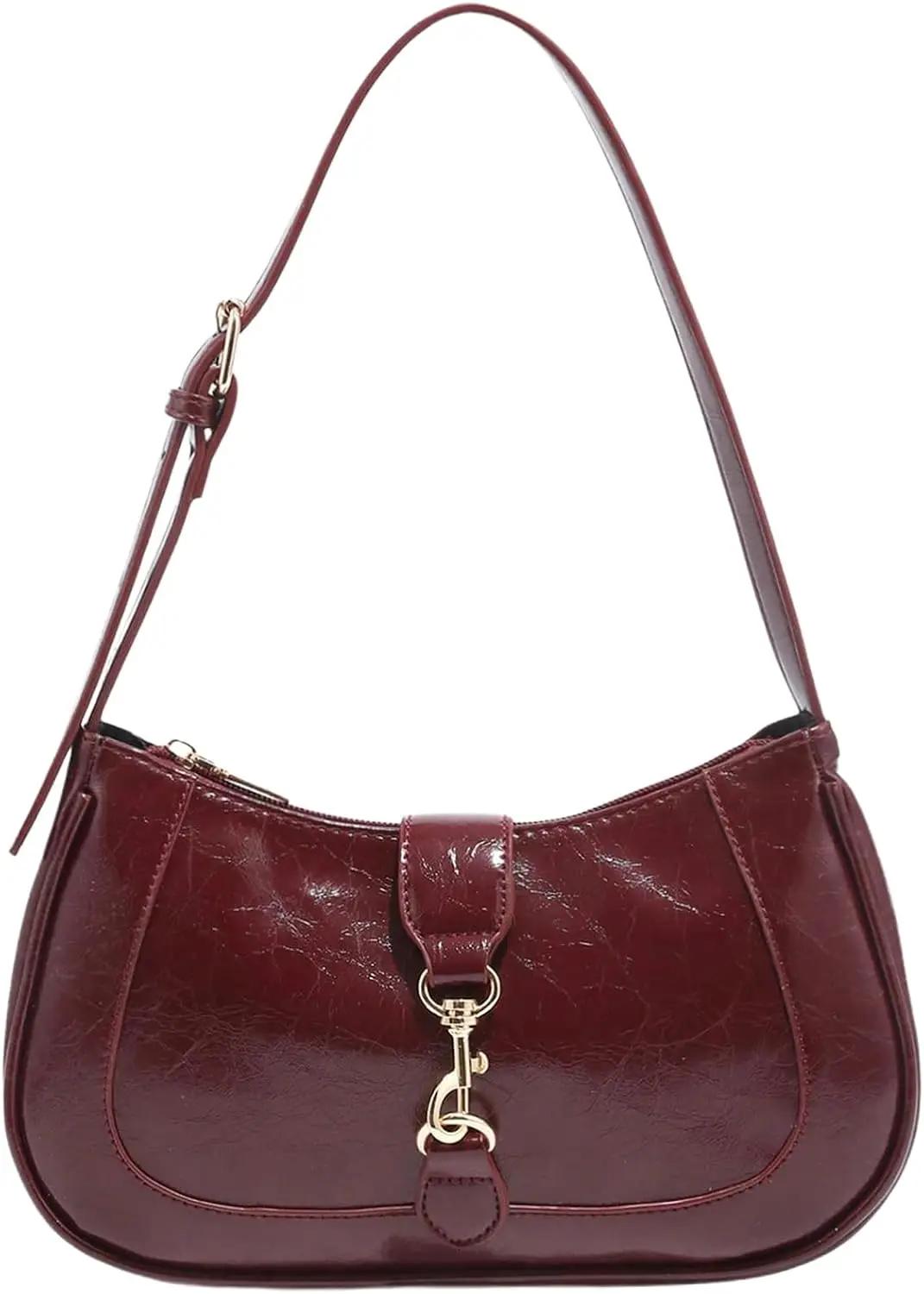 RoseSeek Women's Retro Vintage Zipper Shoulder Bag Adjustable Strap Elegant Underarm Purse Hobo Handbags
