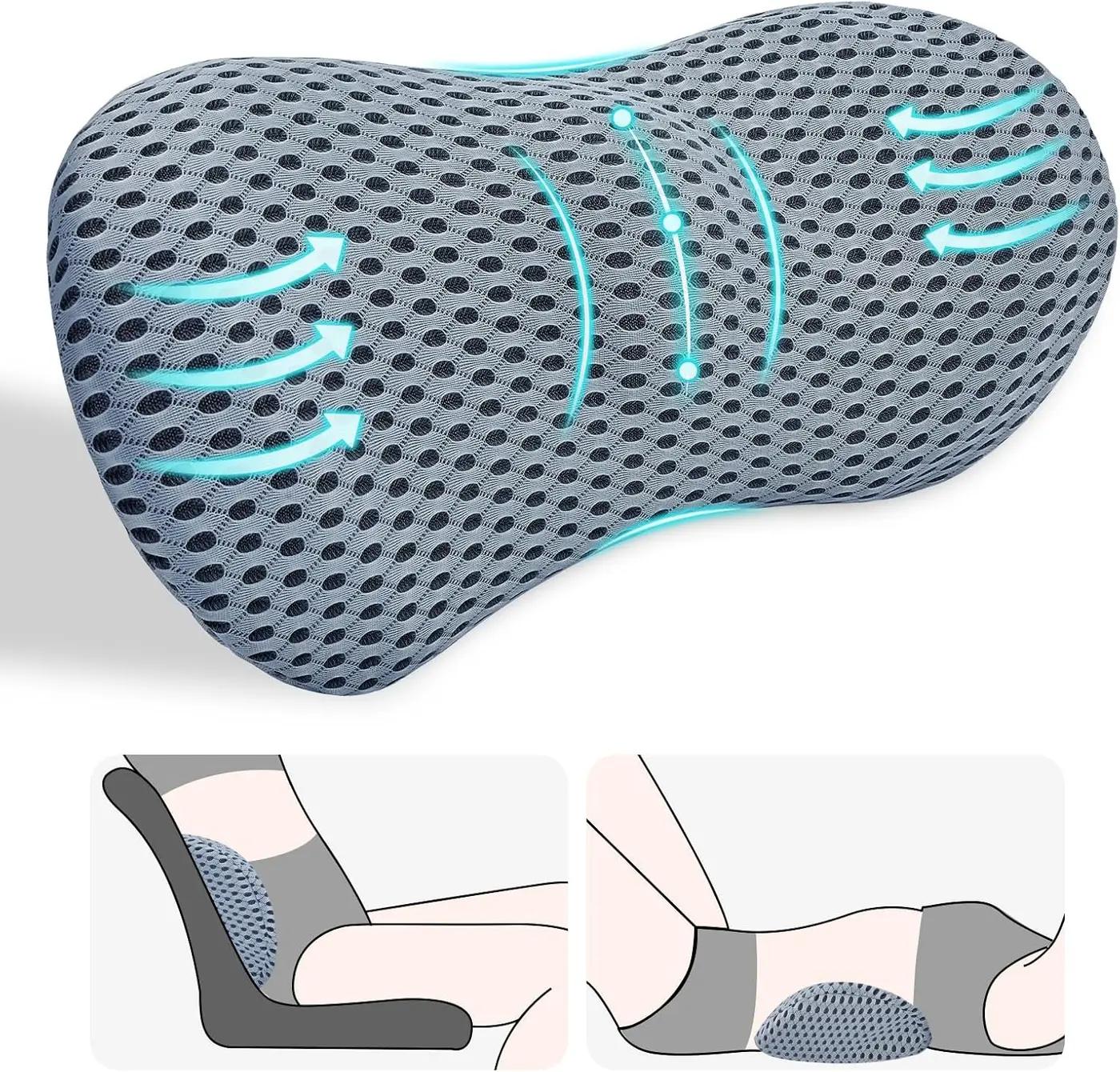 kasney Lumbar Support Pillow, Back Pillow for Low Back Pain Relief, Ergonomic Streamline Car Seat, Office Chair, Recliner and Bed (Gray)