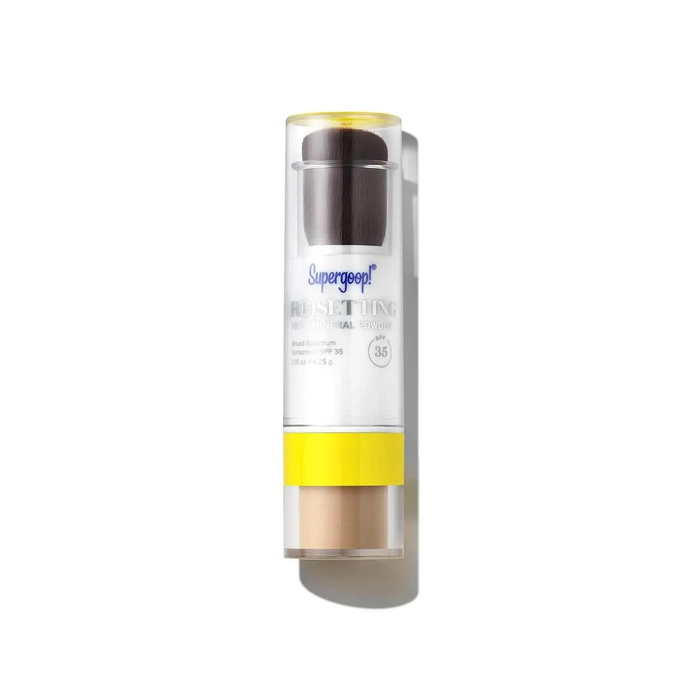 Supergoop! (Re) setting Face Powder SPF 35, Medium - Broad Spectrum Mineral Sunscreen - 0.15 oz - Shine Control, Matte Finishing, On-the-Go Sun Protection