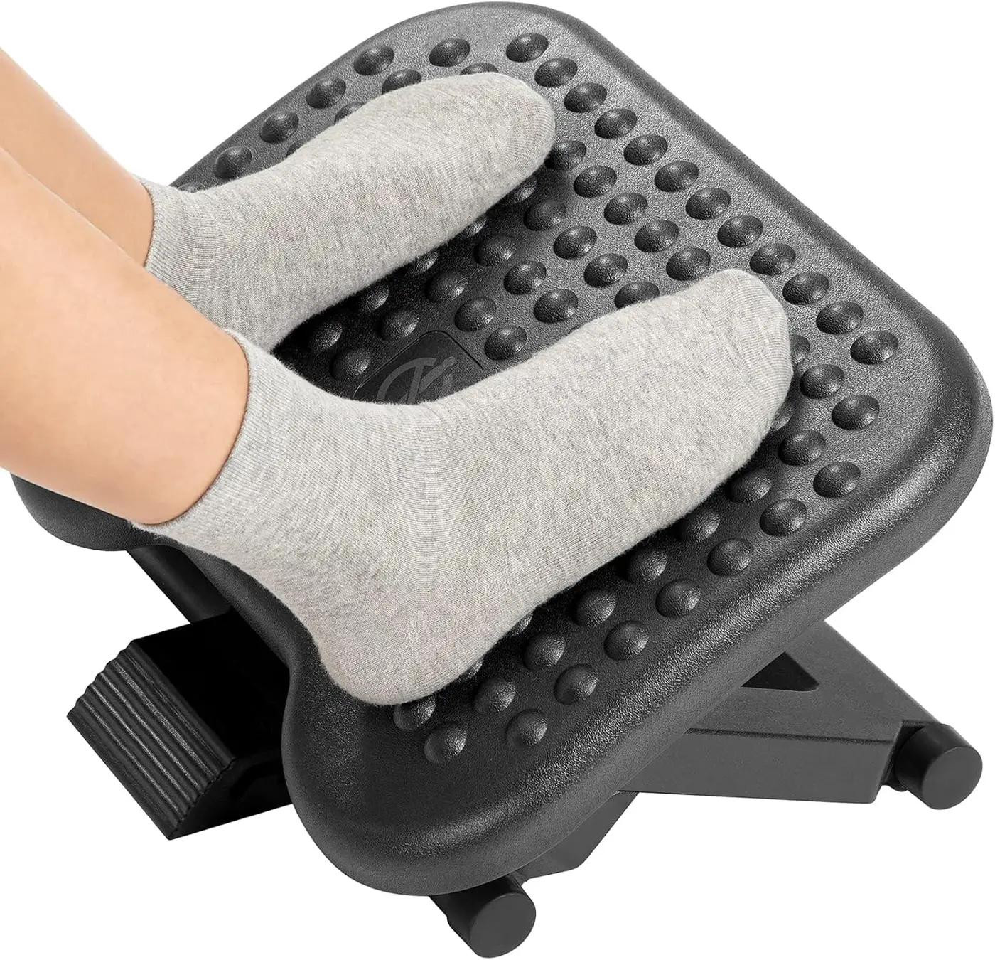 HUANUO Adjustable Desk Footrest, Foot Rest for Under Desk at Work with Massage, Adjustable Foot Stool with 3 Height Position &amp; 30 Degree Tilt Angle Adjustment for Home, Office