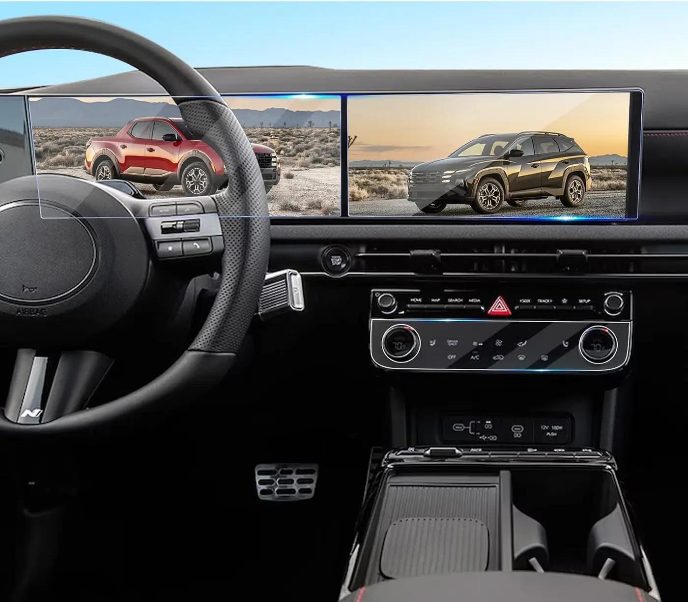 GFJNFG Tucson Screen Protector for (3Pcs) 2026 2025 Hyundai Tucson Screen Protector [9H Tempered Glass]12.3 Inch Navigation + Dashboard + AC Climate Film 2025 2026 Tucson hybrid (SE/SEL/SEL Convenience/XRT/Limited) Accessories(Split-Type)