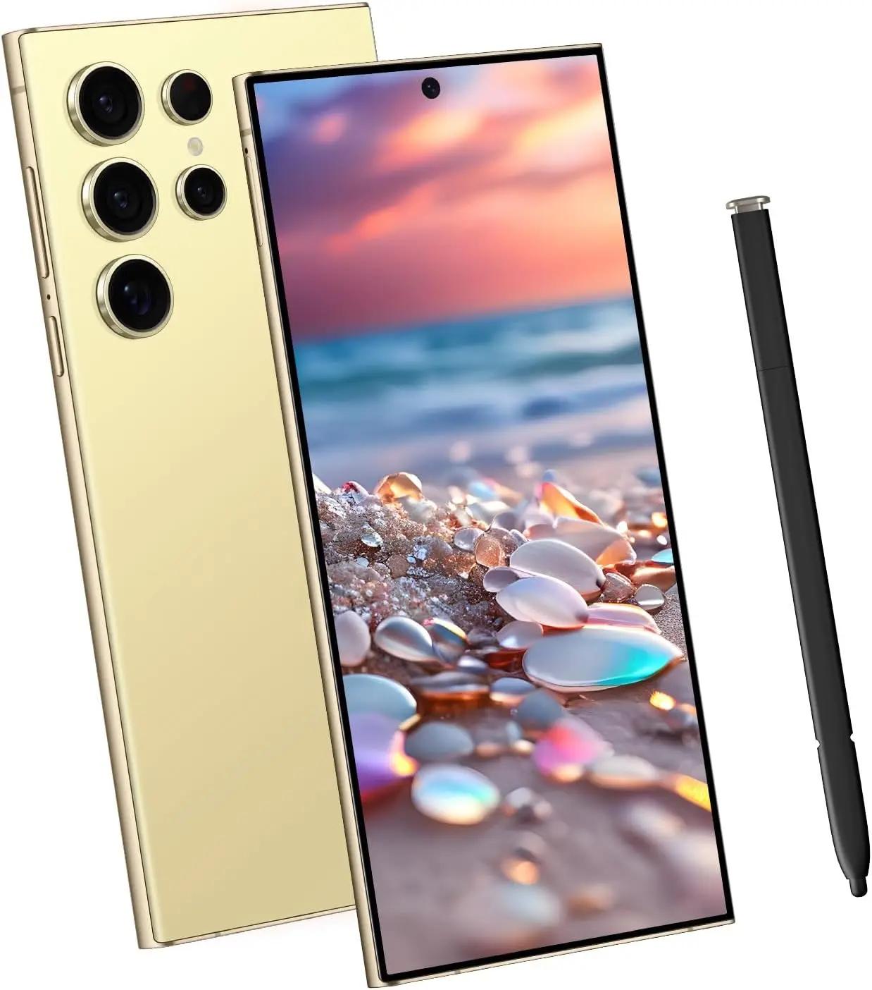 I24 Ultra 5G Smartphone, 6+256GB Unlocked Phone, Android 13.0, 48+108MP Zoom Camera, Mobile Phone with Build-in Pen,Long Battery Life 6800mAh, Dual SIM, 6.8“ HD Screen,5G/4G Phone (Yellow)