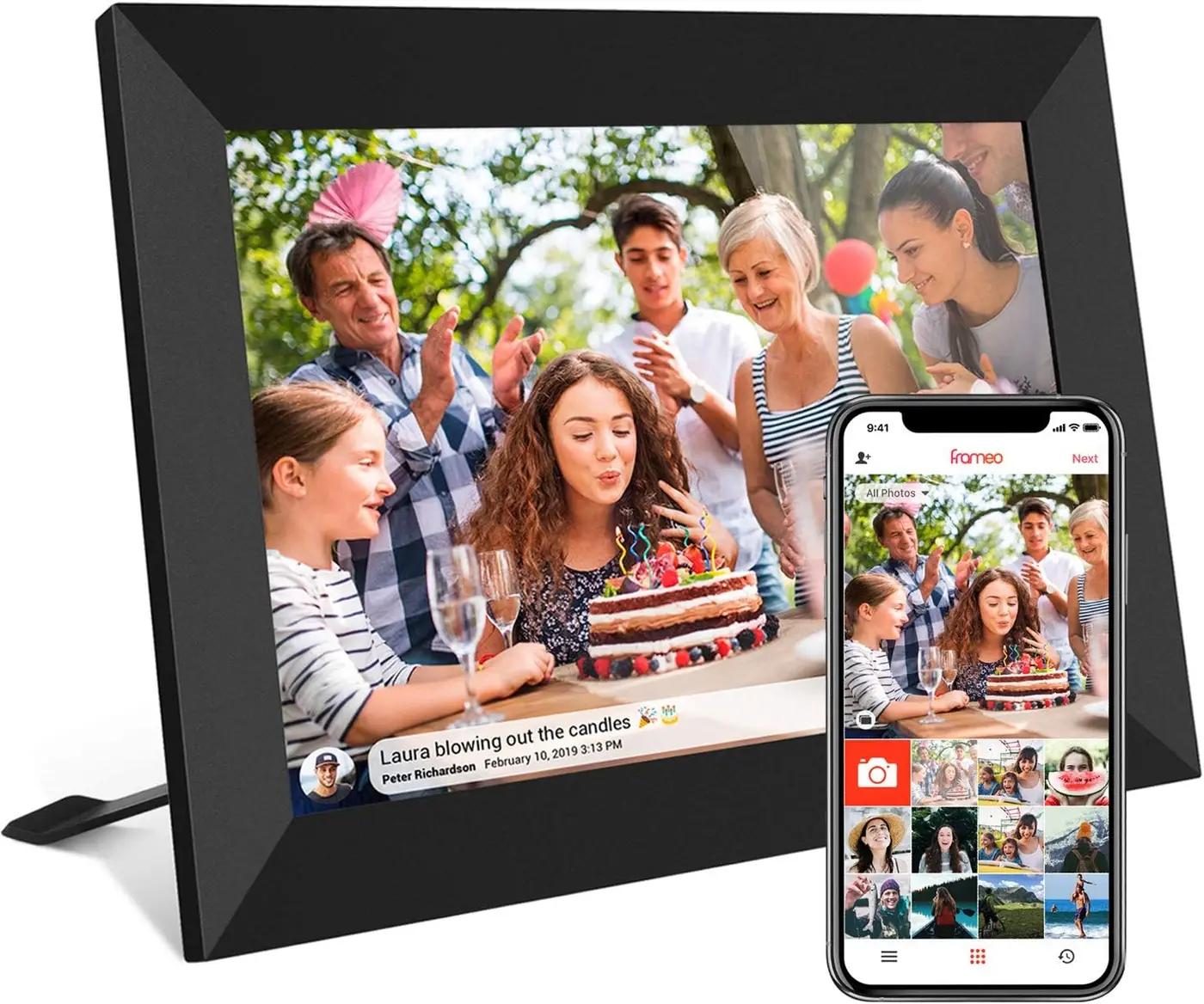 32GB FRAMEO 10.1 Inch Smart WiFi Digital Photo Frame 1280x800 IPS LCD Touch Screen, Auto-Rotate Portrait and Landscape, Built in 32GB Memory, Share Moments Instantly via Frameo App from Anywhere Global Recycled Standard