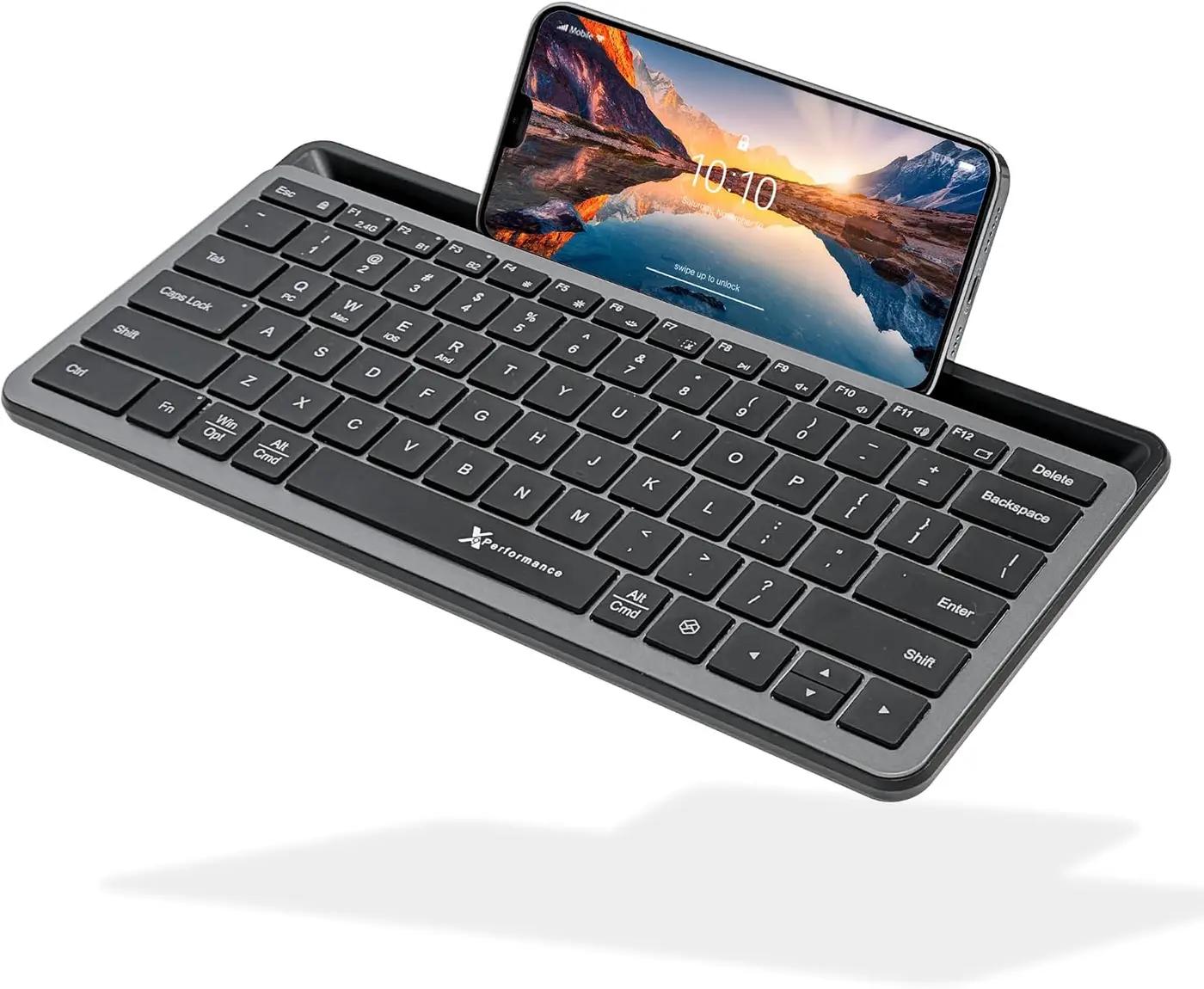 X9 Performance Small Wireless Keyboard with Dock - (BT + 2.4Ghz) - Ready for Travel - Compact Bluetooth Keyboard for Tablet, Phone, Office - Backlit, Portable, Multi-Device - PC, Mac, iPad, Android