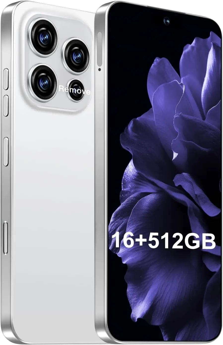 16PM Smartphone: Massive 6.99" FHD+ Screen | Epic 7000mAh Battery Life | 16+512GB Extreme Speed | 108MP Pro Camera | Unlocked Android | Superior to 12GB RAM (White)