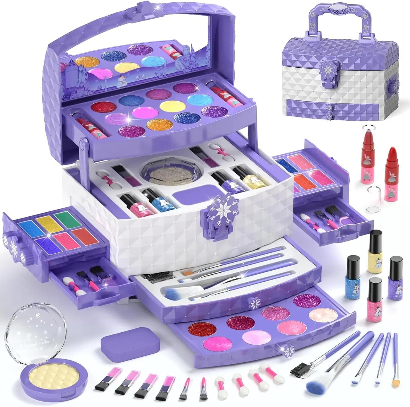PERRYHOME Kids Makeup Set for Girl 56 Pcs Washable Real Cosmetic, Non-Toxic Frozen Toys Toddler Makeup Kit, 2026 New CPF Sustainable Materials Birthday Gift for 3 4 5 6 7 8 9 10 11 12 Year Old Girls Global Recycled Standard