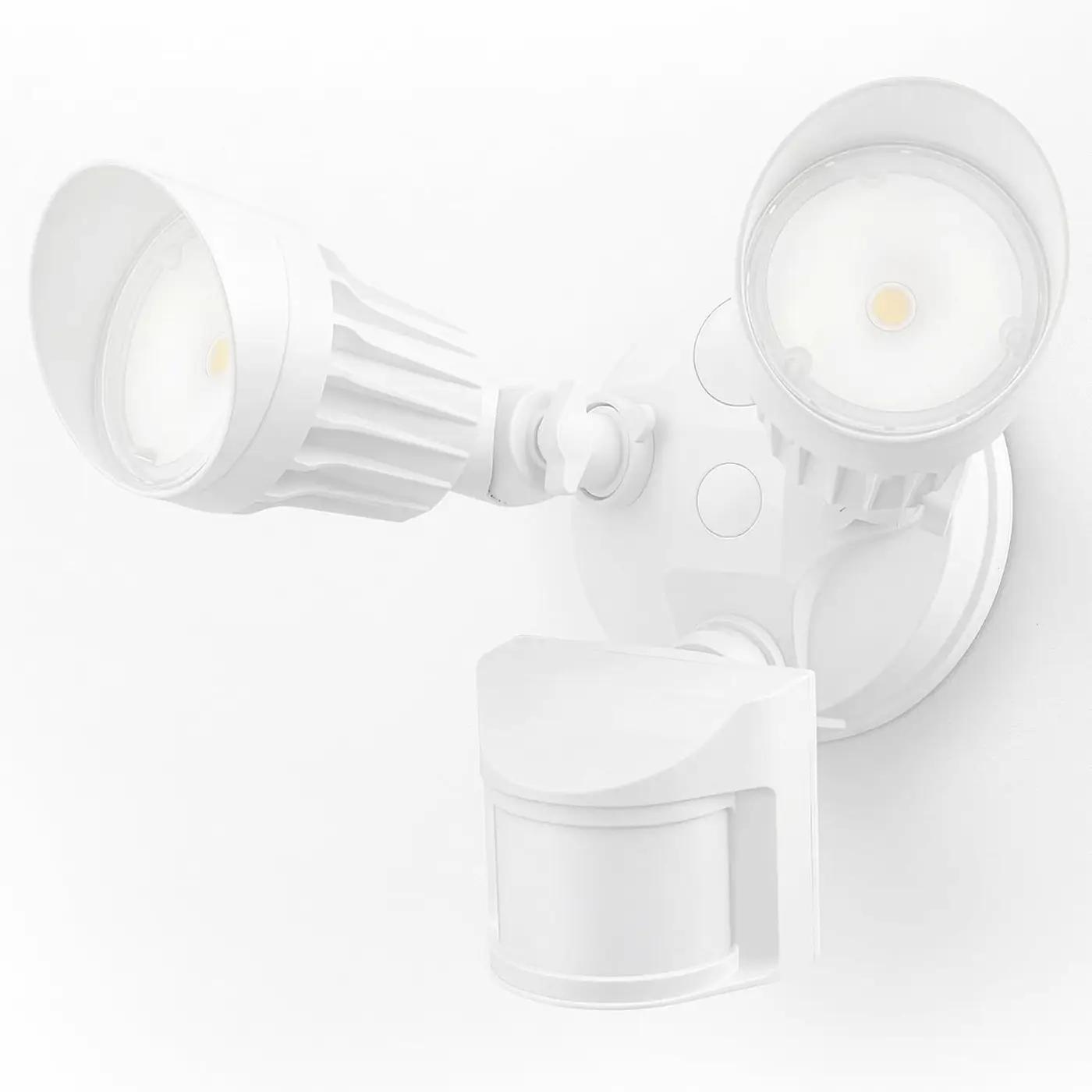 LEONLITE COB LED Security Light, Motion Sensor Outdoor Lights, Dusk to Dawn, 100-277V, ETL Listed, Adjustable Heads, Motion Detector Flood Light, Aluminum, IP65 Waterproof, 5000K Daylight, White