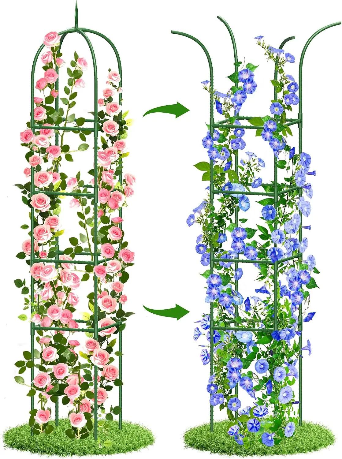 Trellis for Climbing Plants Outdoor, 6FT Garden Obelisk Rustproof PE Coated Metal Potted Plant Climbing Support, Thickened Tube Plant Tower Trellis for Clematis Vine Support Indoor (1 Pack) Global Recycled Standard