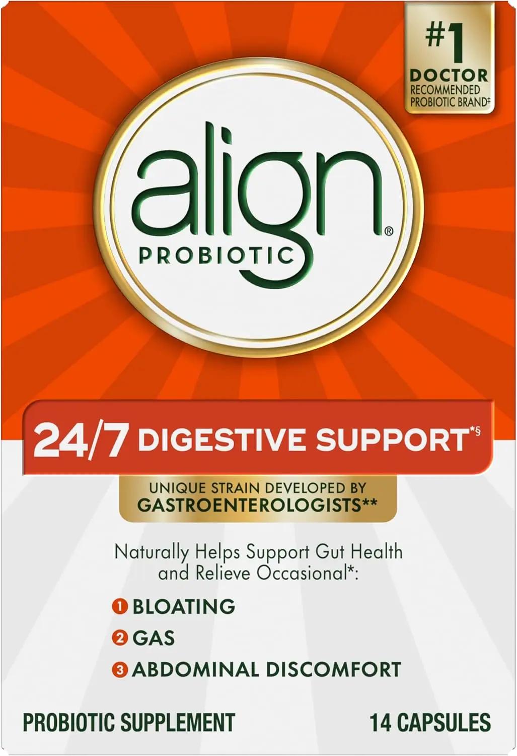Align Probiotic, 24/7 Digestive Support*§, Probiotics for Women and Men, Probiotics for Digestive Health, Men and Womens Probiotic Capsules Help Relieve Occasional Bloating &amp; Gas*, 14 Capsules