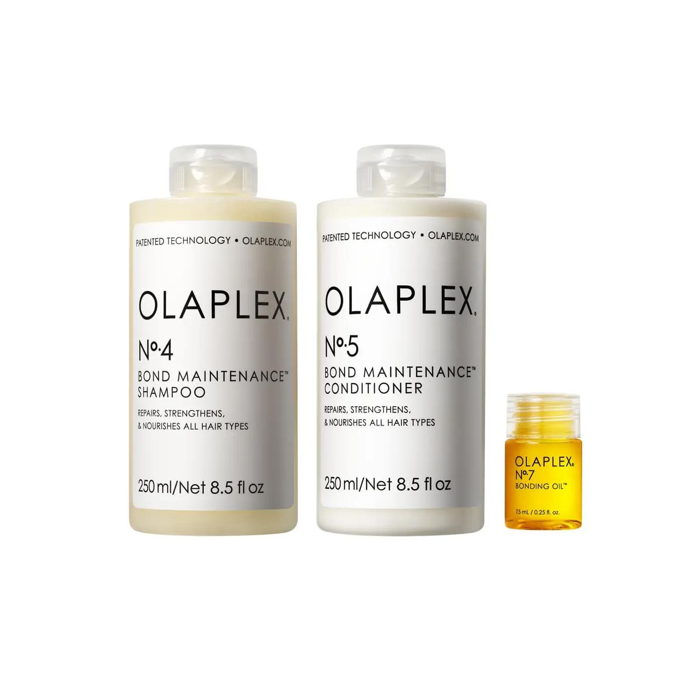 Olaplex Wash and Shine Hair Kit: No. 4, 5, 7, Shampoo &amp; Conditioner Set | Cleanse, Hydrate, &amp; Control Frizz Up to 72 Hours | Bonding Oil for Shine &amp; Protect | For Coily, Curly, Straight, and Wavy