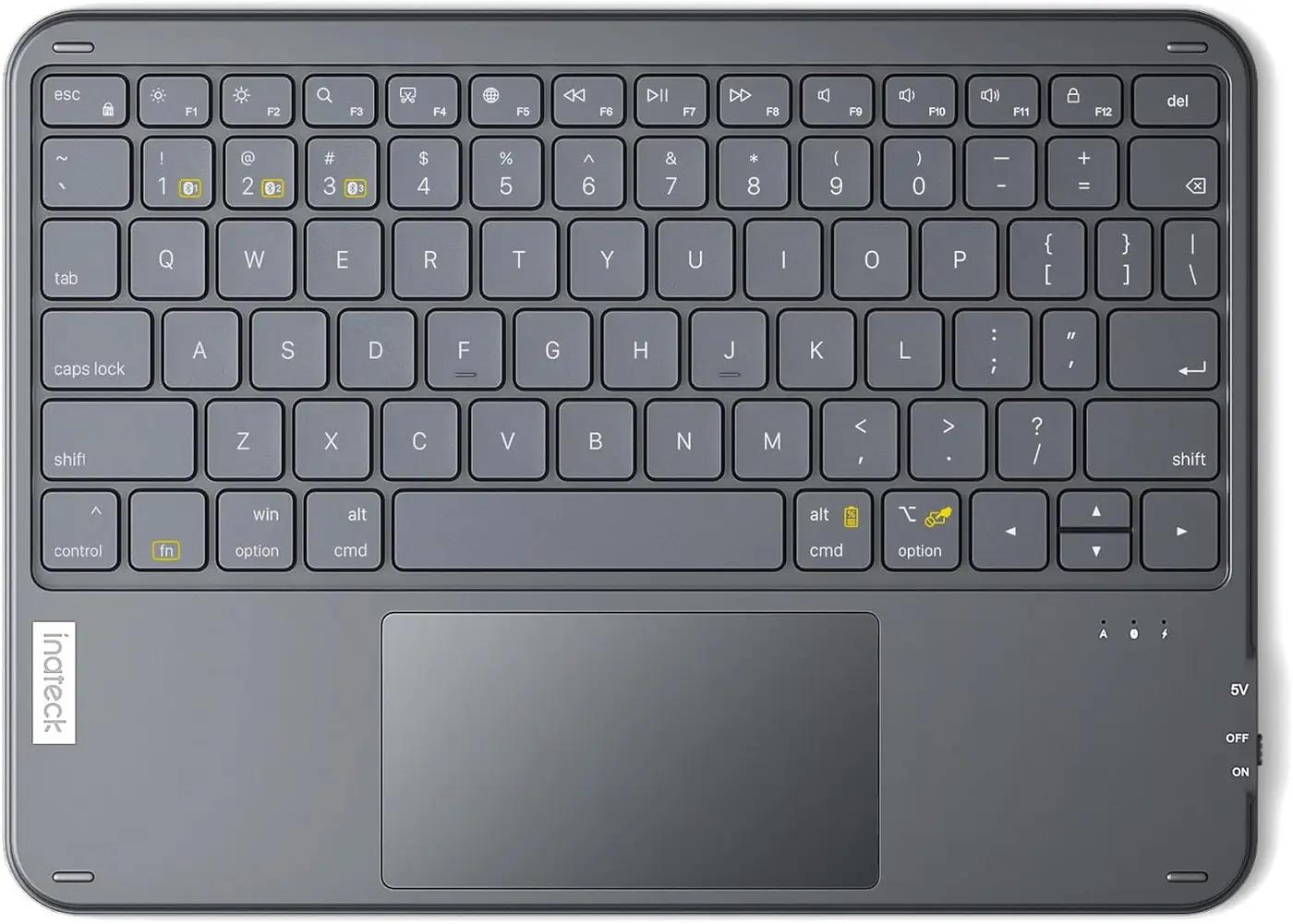 Inateck Bluetooth Keyboard with Touchpad, Ultra Slim and Portable Wireless QWERTY Keyboard, Compatible with Windows and iPad OS, KB01105 ClimeCo Certified