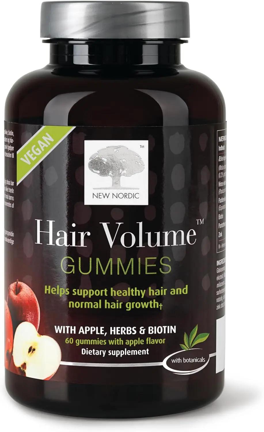 NEW NORDIC Hair Volume Gummies, 2500 mcg Biotin, Daily Hair Vitamins Supplement to Support Hair Skin &amp; Nails, Vegan, 60 Count (Pack of 1)