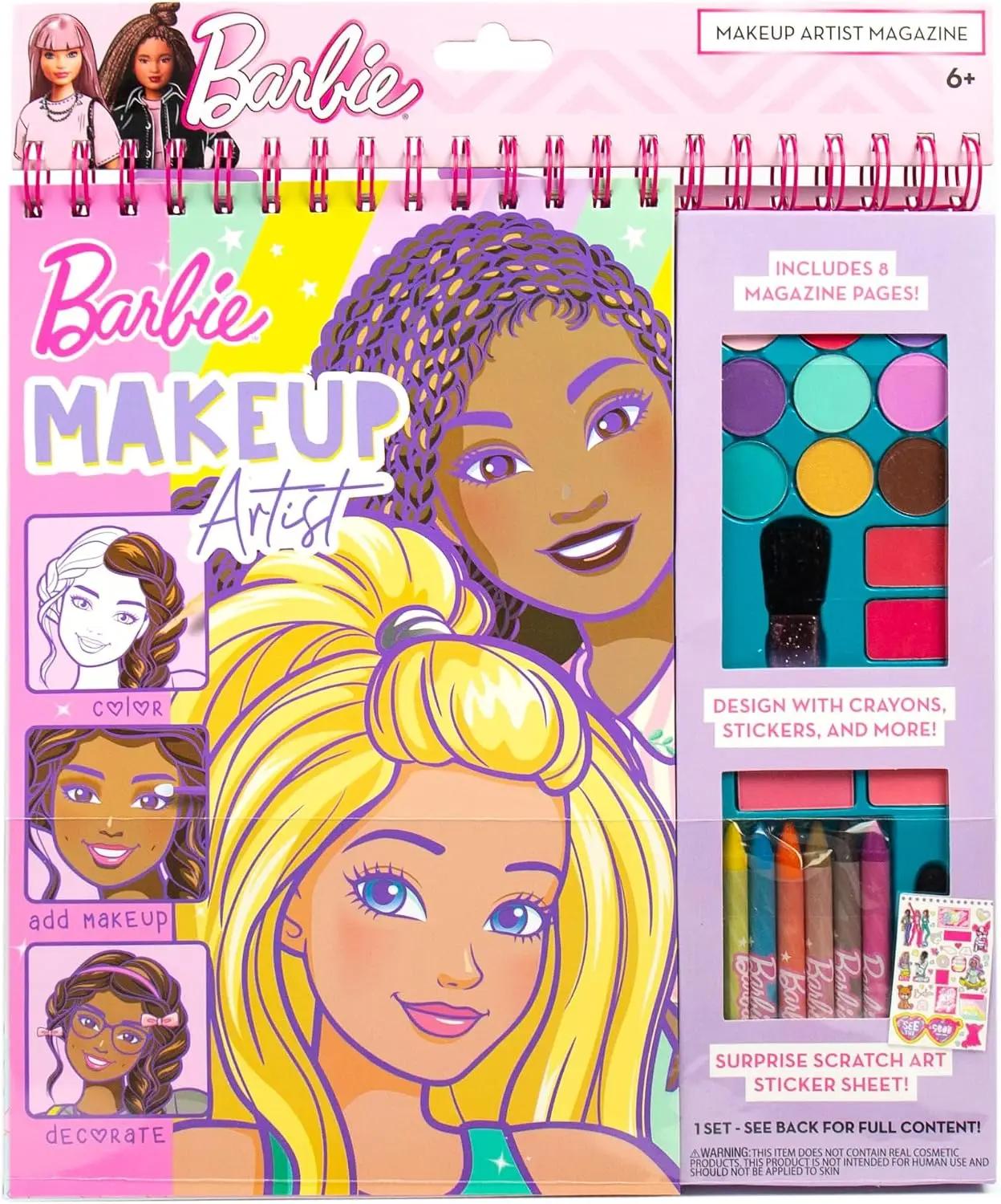 Horizon Group USA Barbie Magazine - Create Hair &amp; Makeup Looks with 130+ Stencils, 180+ Stickers, Crayons &amp; Pretend Makeup