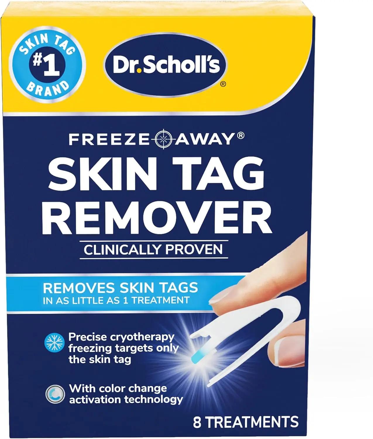 Dr. Scholl's Freeze Away Skin Tag Remover Kit, 8 ct – Completely removes Skin Tags in As Little As 1 Treatment, FDA-Cleared &amp; Clinically Proven At-Home Removal, Easy 1-Handed Action, Permanent Results