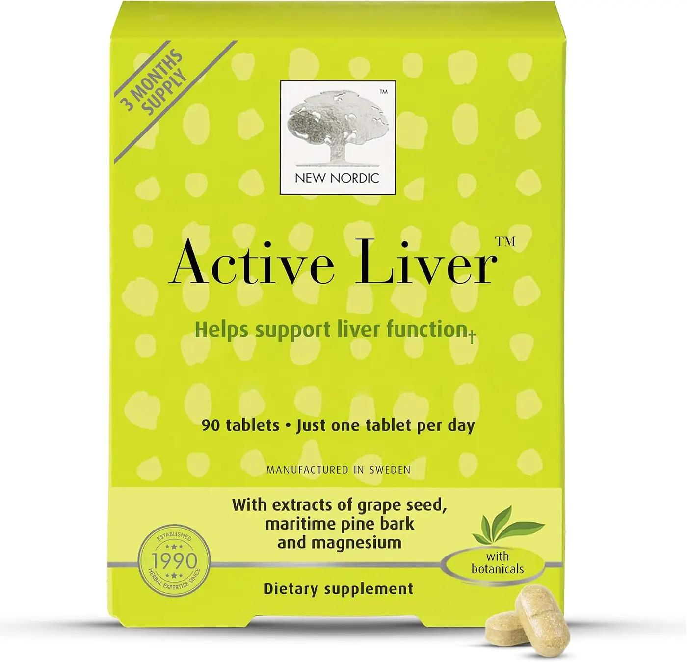 NEW NORDIC Active Liver 90-Day Supply, Daily Liver Supplement, Milk Thistle, Artichoke &amp; Turmeric, 90 Tablets