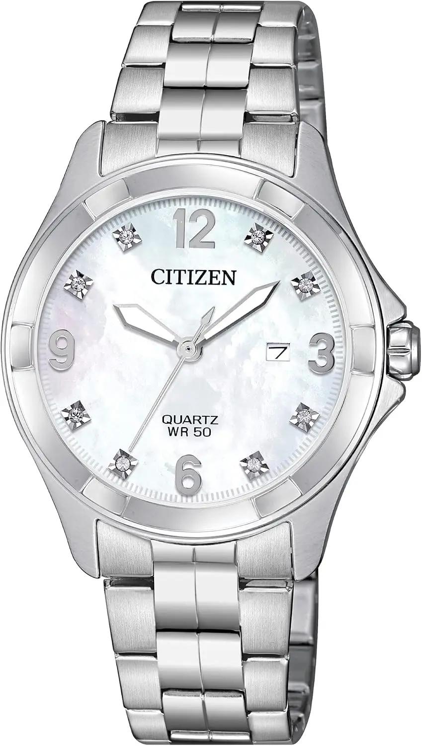CITIZEN Quartz Womens Watch, Stainless Steel, Crystal