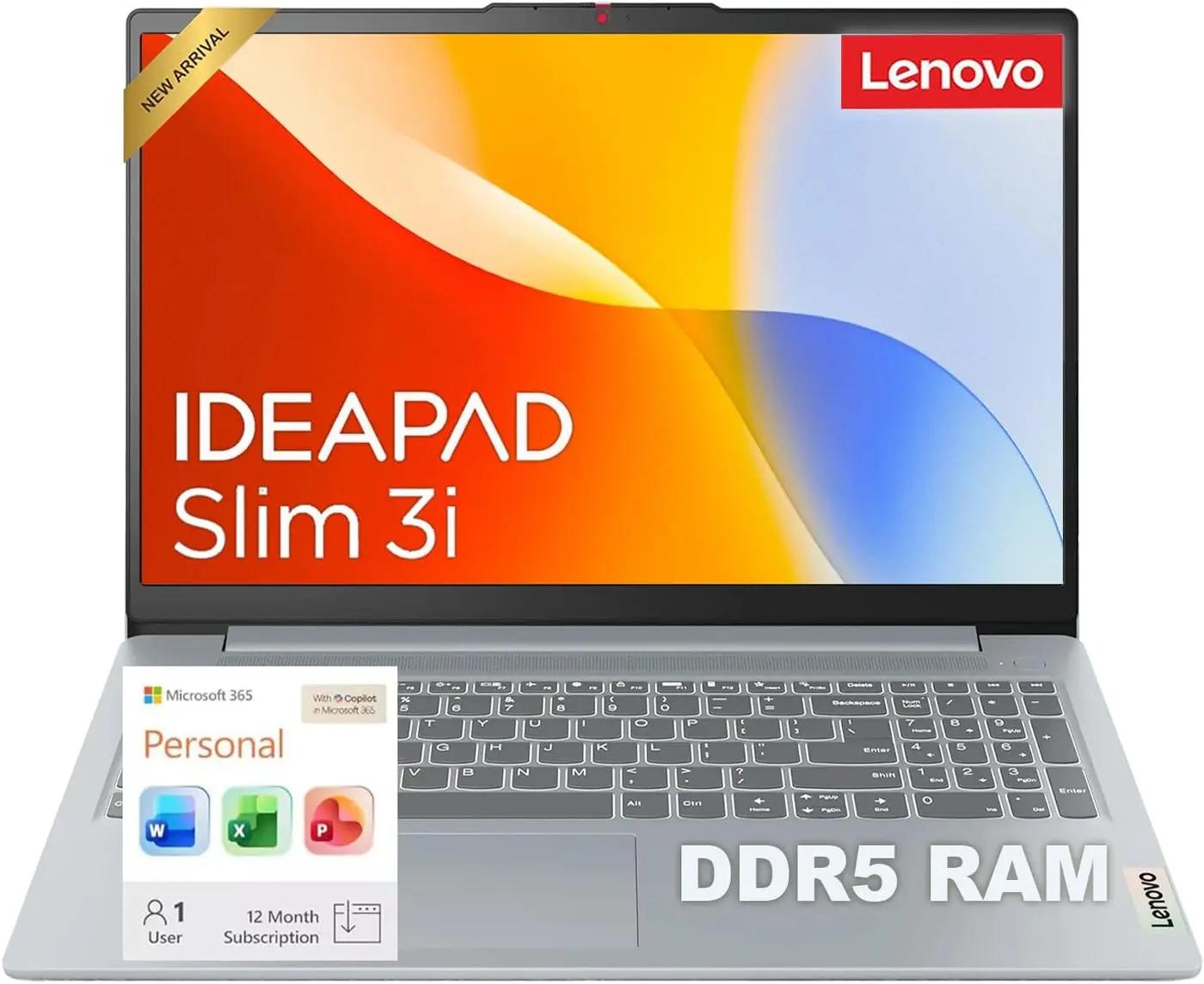 Lenovo IdeaPad Slim 3i • 15.6" FHD Laptop with Microsoft 365 Included • Intel 4 Cores • 128GB SSD • LPDDR5RAM • Privacy Shutter • Dolby Audio • Win 11