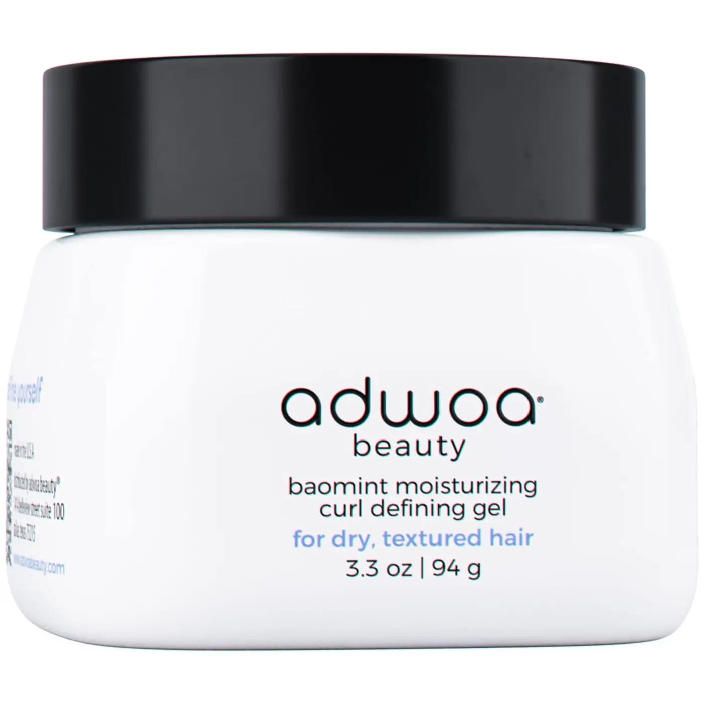 adwoa beauty - Baomint Moisturizing Curl Defining Gel | Baobab, Mint + Rosemary Oils | Hair Growth, Define Curls + Promote Shine for Coily + Curly Hair (3.3 oz)