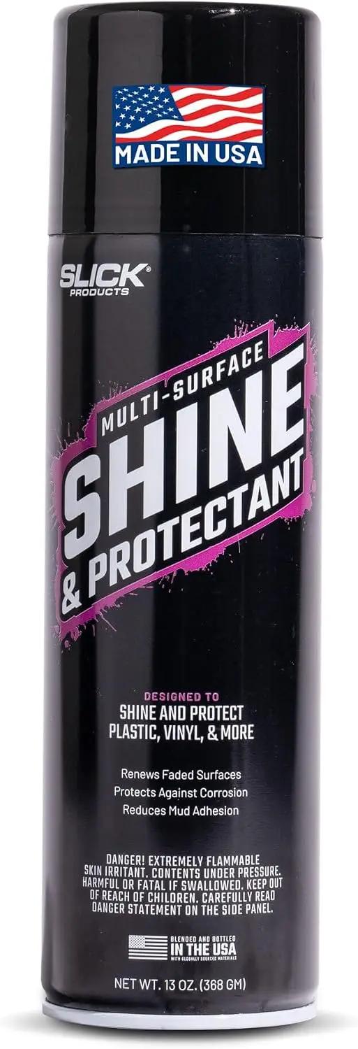 Slick Products Shine &amp; Protectant Spray 17.35 FL OZ. - High Gloss Clear Coating Renew Vinyl, Plastic, Rubber, Trim, Tire, Car, Truck, Motorcycle, Dirt Bike