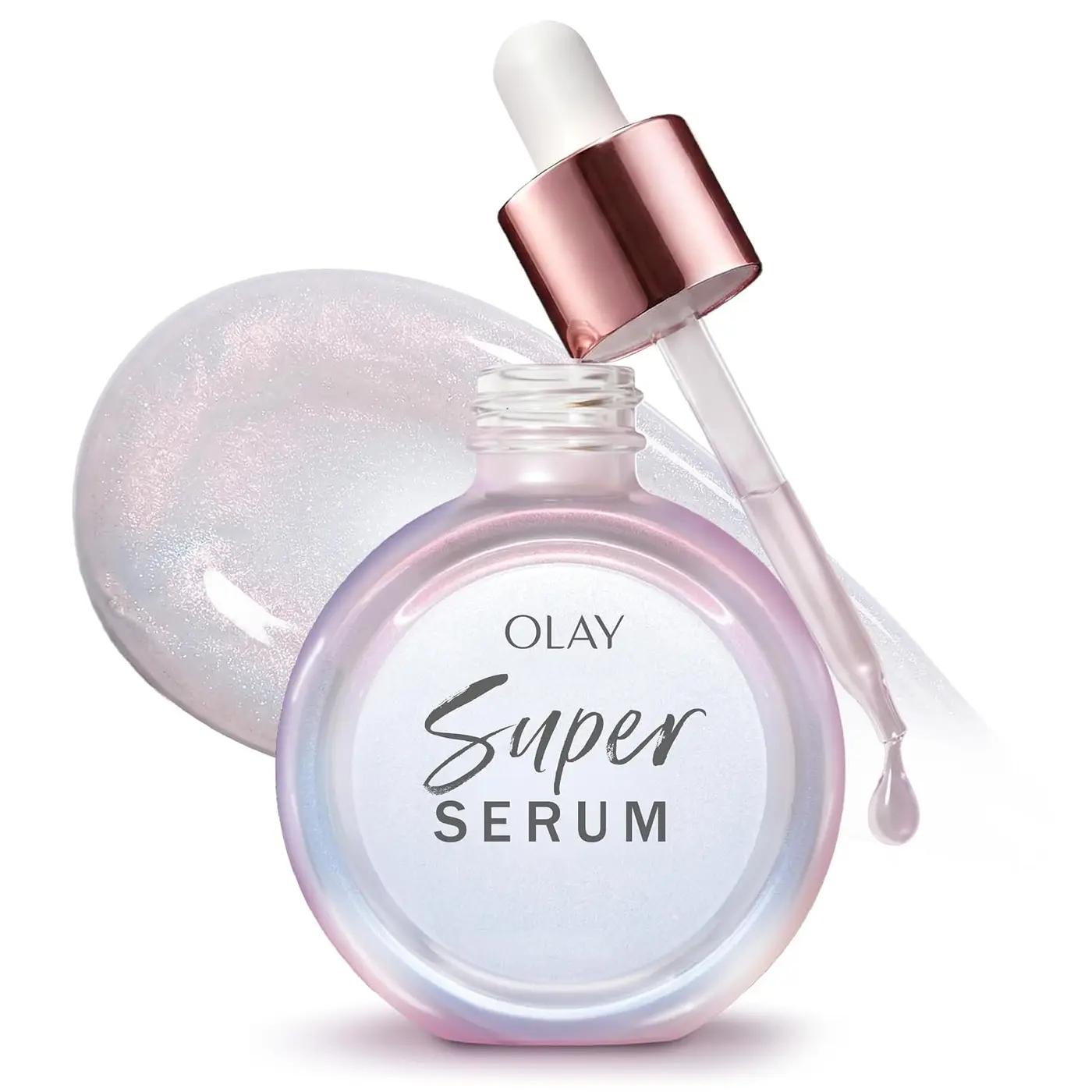 Olay Super Serum - Glow Serum for Face - Activated Niacinamide, Vitamin C &amp; E, Collagen Peptide, AHA - 5-in-1 Benefits - Brightens, Hydrates, Smooths, Firms, Evens Tone, Proactive Anti-Aging, 1.0 Oz