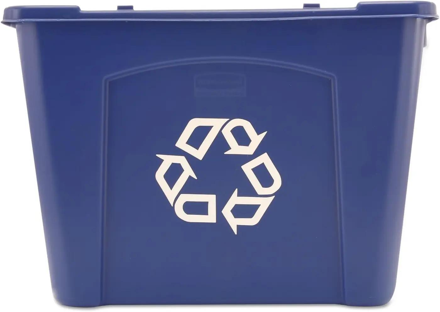 Rubbermaid Commercial Products Recycling Bin/Box, Stackable, 14 GAL, Blue, for Indoors/Outdoors/Garages/Homes/Commercial Facilities