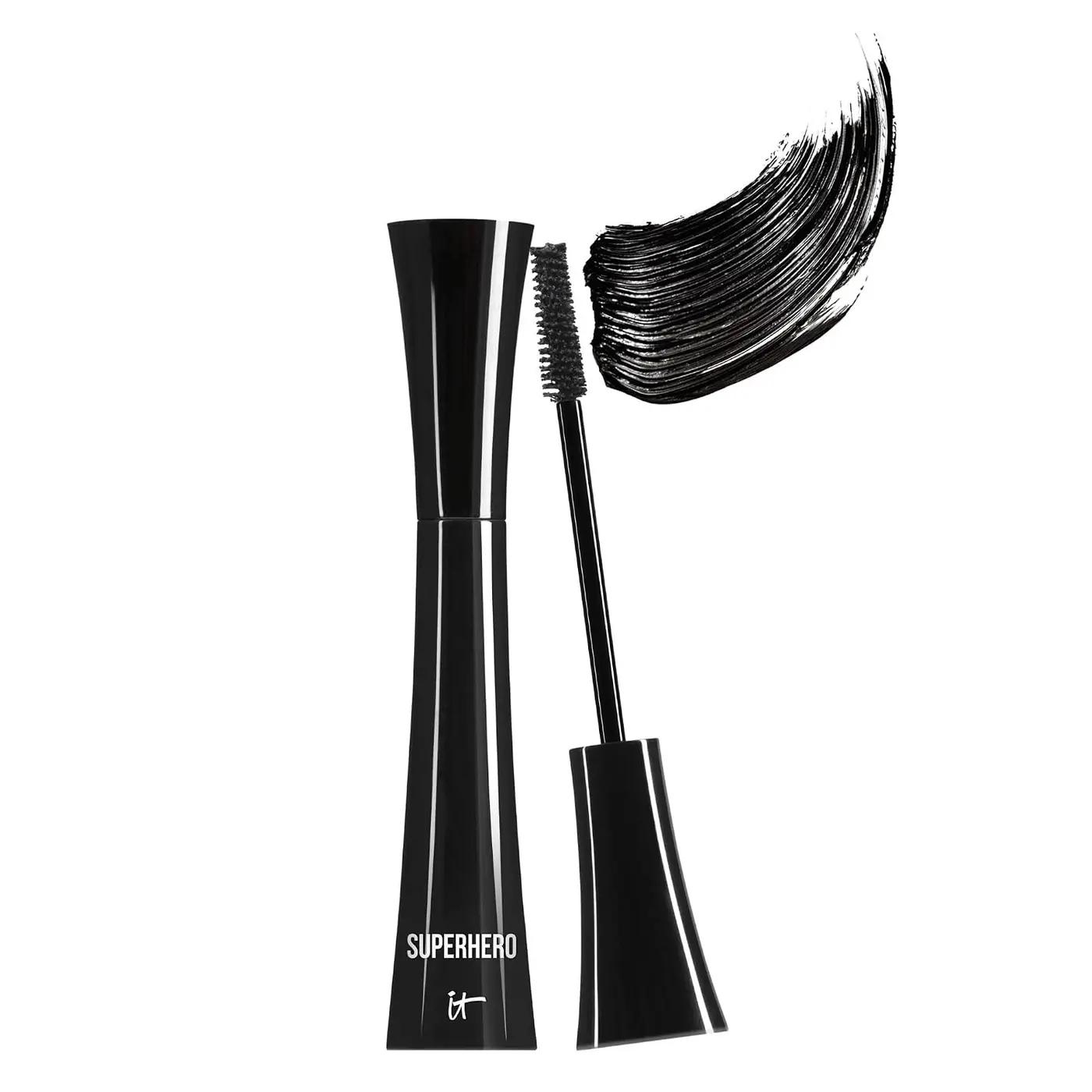 IT Cosmetics Superhero Mascara Black – Volumizing &amp; Lengthening, Buildable Volume, Hydrolyzed Collagen, Biotin, Peptides, Lifting &amp; Curling Formula, Super Black Pigment, Suitable for Sensitive Eyes