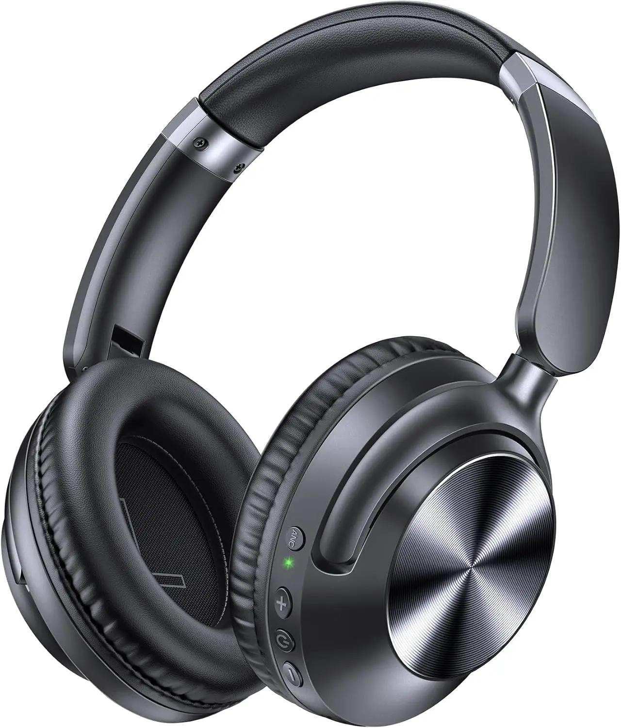 TAGRY Hybrid Active Noise Cancelling Headphones 100H Playtime Wireless Over Ear Bluetooth Headphone with Fast Charging Hi-Res Audio Comfort Earcups Headsets for Travel Home Office Phone PC Black