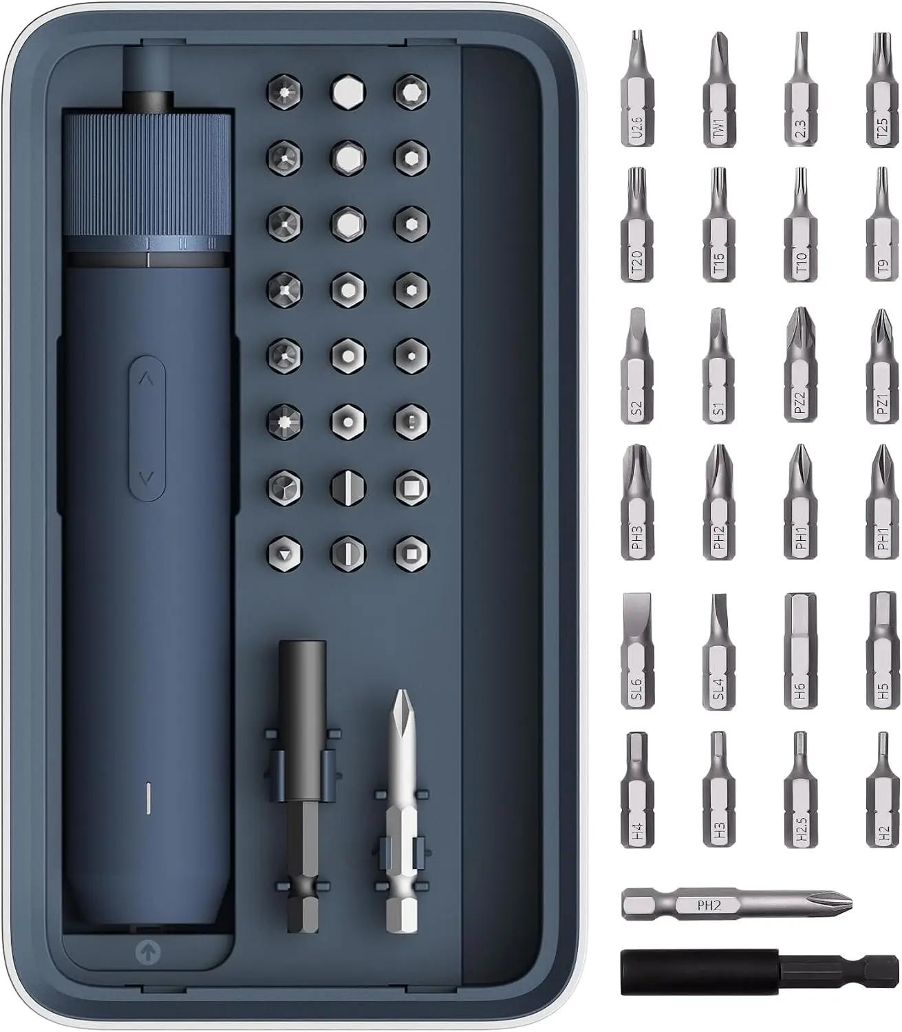 HOTO 25-Piece Upgraded Electric Screwdriver Kit, 1/4'' Hex, Magnetic Lid, 1500mAh Rechargeable Cordless Screwdriver, LED Light, Ideal for Furniture Assembly, Home Repair &amp; Garage Projects