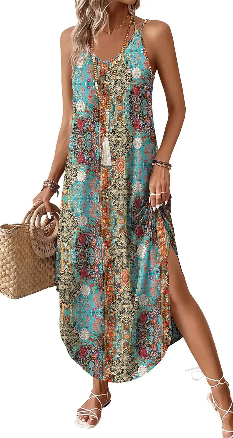 WIHOLL Summer Dresses for Women 2026 Maxi Dress Boho Halter Dress Sundresses Beach Vacation Clothes Travel Outfits OEKO-TEX STANDARD 100