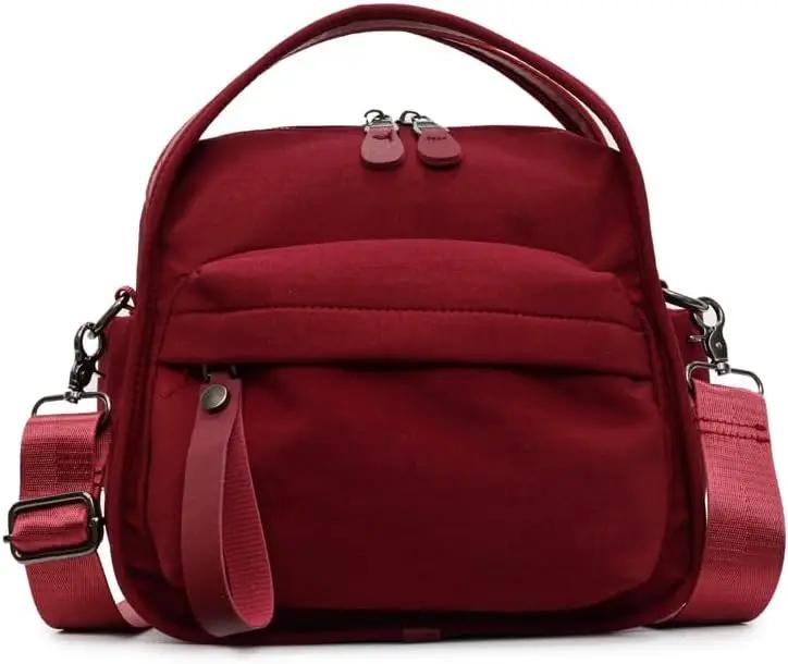 Cohawk Solid Color Nylon Crossbody Bag for Women Soft Handbag with Top Handle Casual Shoulder Bag Elegant Square Purse