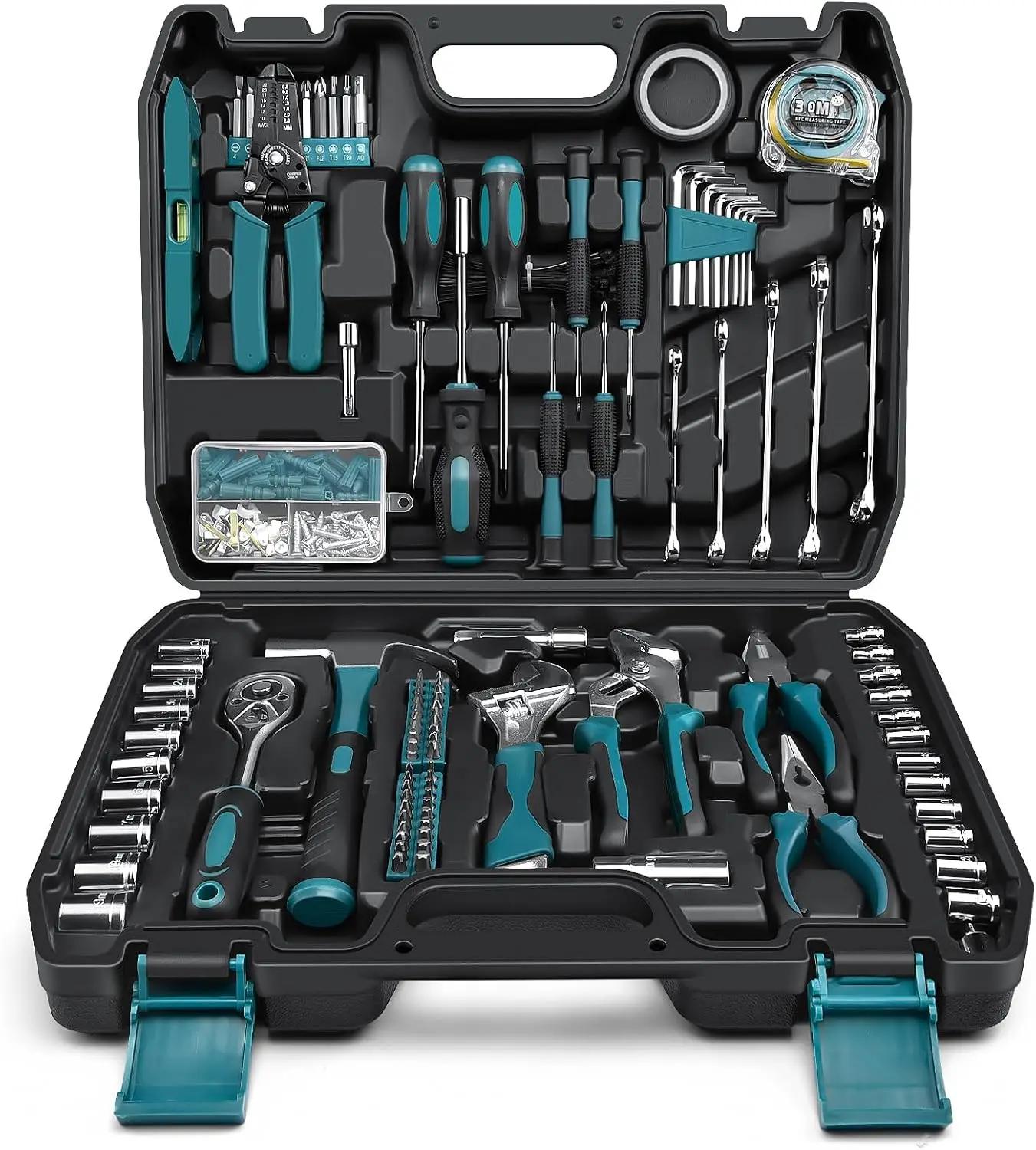 Sundpey Home Tool Kit 281-PCs - Portable Complete Basic Repair General Hand Tool Sets for Men Women - Full Tool Set with Socket Wrench Set &amp; Screwdriver Set &amp; Metric Hex Key &amp; Pliers &amp; Tool Box Case