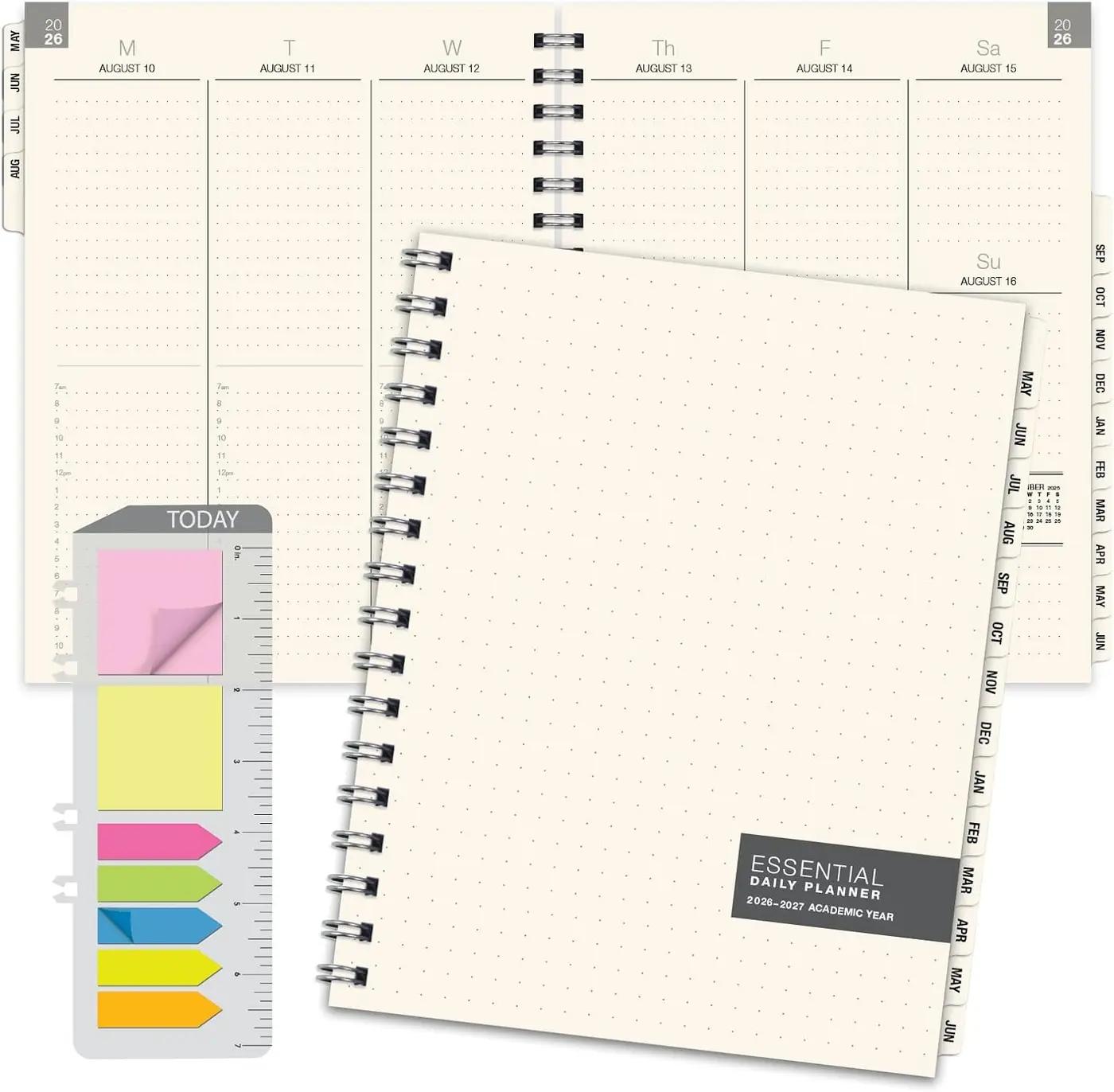 ESSENTIAL 2026-2027 Monthly &amp; Weekly Planner with Tabs, 7"x9": 14 Months (May 2026 - June 2027), Professional, Simple, Easy-to-Use Design and Frosted Poly Cover for Extra Protection (Frosted)