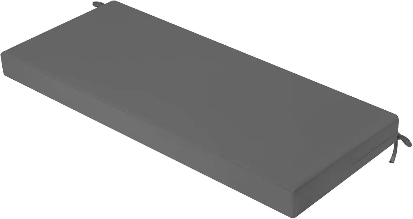 idee-home Outdoor Bench Cushion Waterproof, Bench Cushions for Outdoor Furniture, Patio Porch Swing Replacement Seat Pad with Ties for Garden Backyard, 42 x 18 Inch Dark Grey OEKO-TEX STANDARD 100