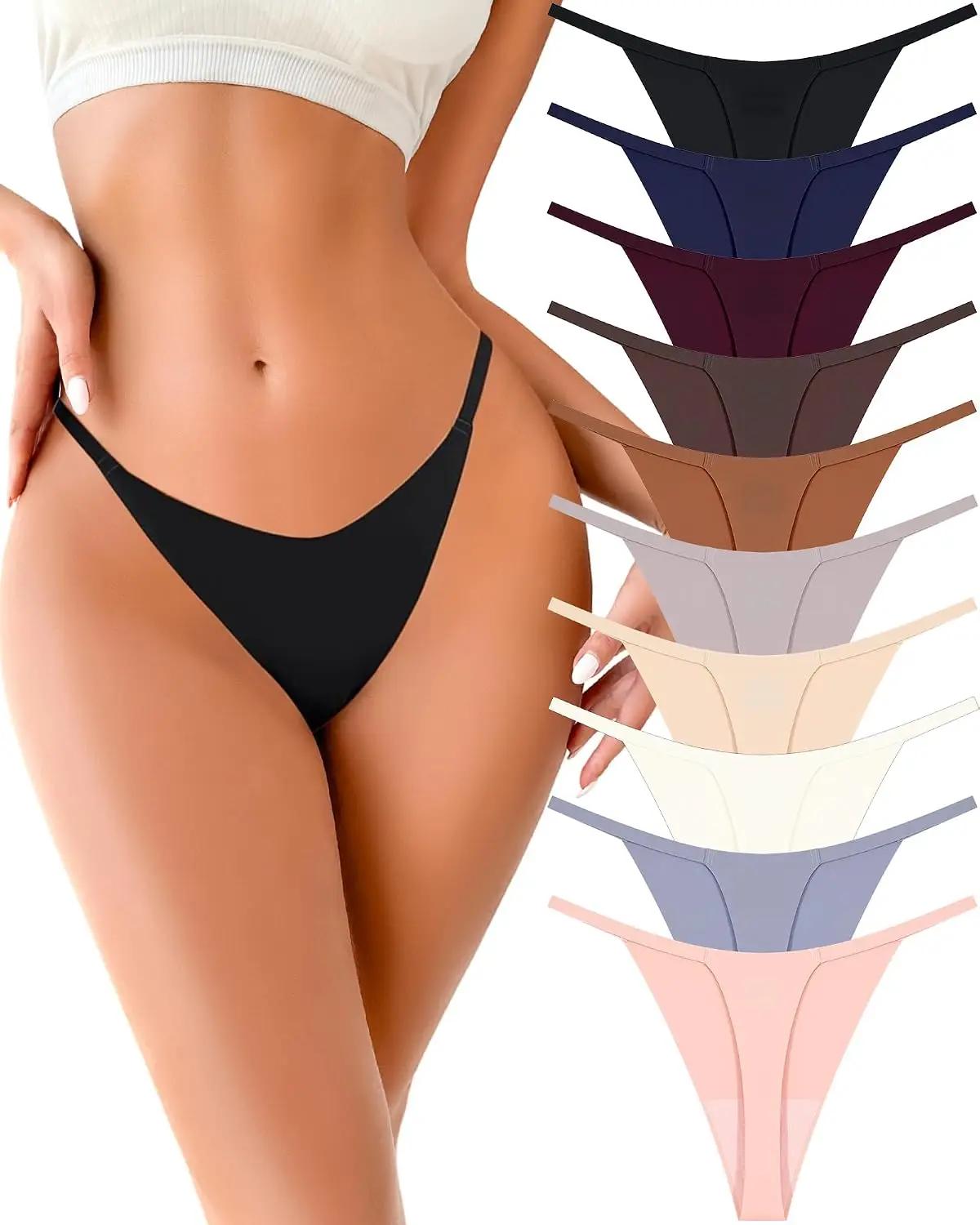 UNDER THE SEA 10 Pack G String Thongs for Women Seamless Underwear Low Rise No Show Thong Stretch Womens Panties Sexy XS-2XL