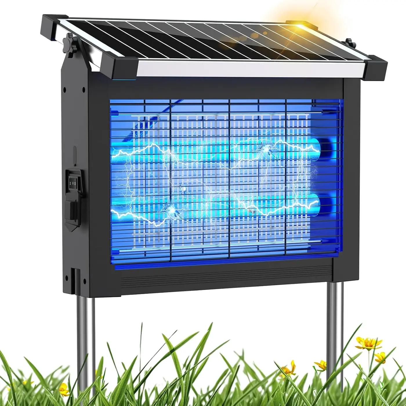 Solar Bug Zapper Outdoor, Mosquito Zapper 4500V Cordless Waterproof, Auto On/Off, Portable Type-C &amp; Solar Powered Bug Zapper, Electric Mosquito Trap Fly Zapper Killer for Patio Garage Yard Camping