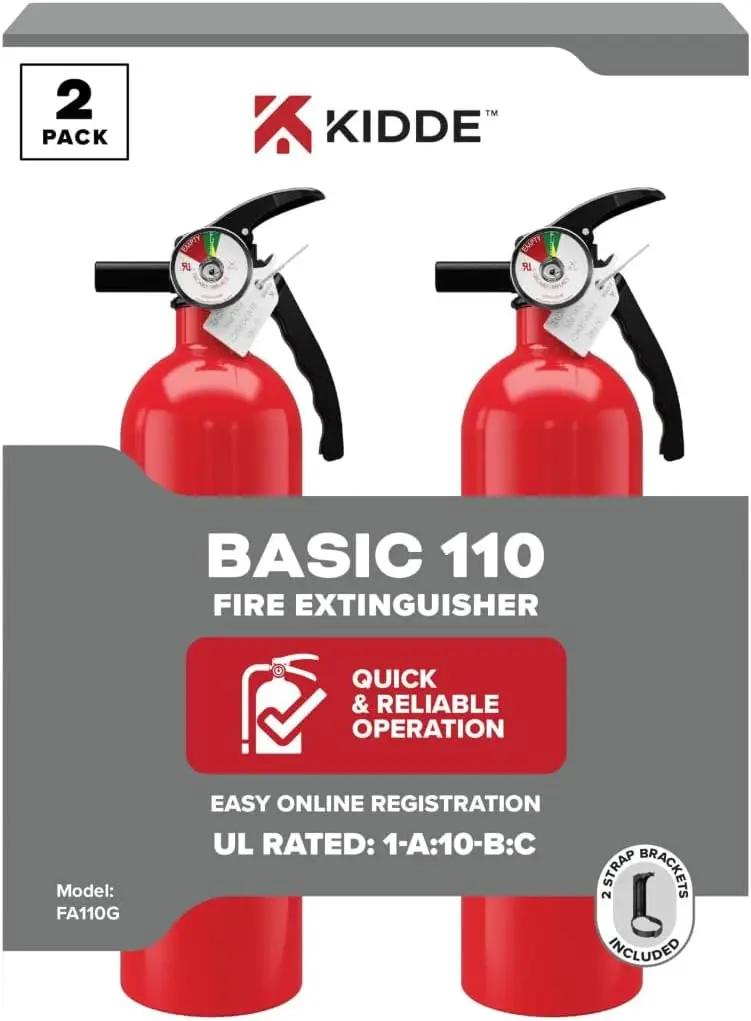 Kidde Multi Purpose Fire Extinguisher for Home, Office, Dorm, Residential, 1A10BC, 2 Pack, manual