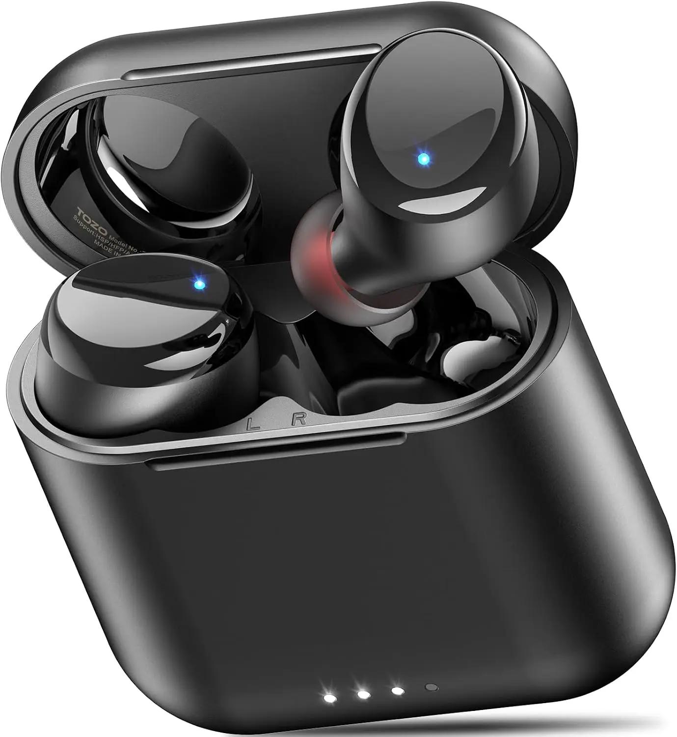 TOZO T6 Wireless Earbuds, Bluetooth Ear Buds, Stereo Sound in Ear Headphones, 50 Hours Playtime, AI Clear Call, Wireless Charging Case, APP Customizable EQs, IPX8 Waterproof Earphones Global Recycled Standard