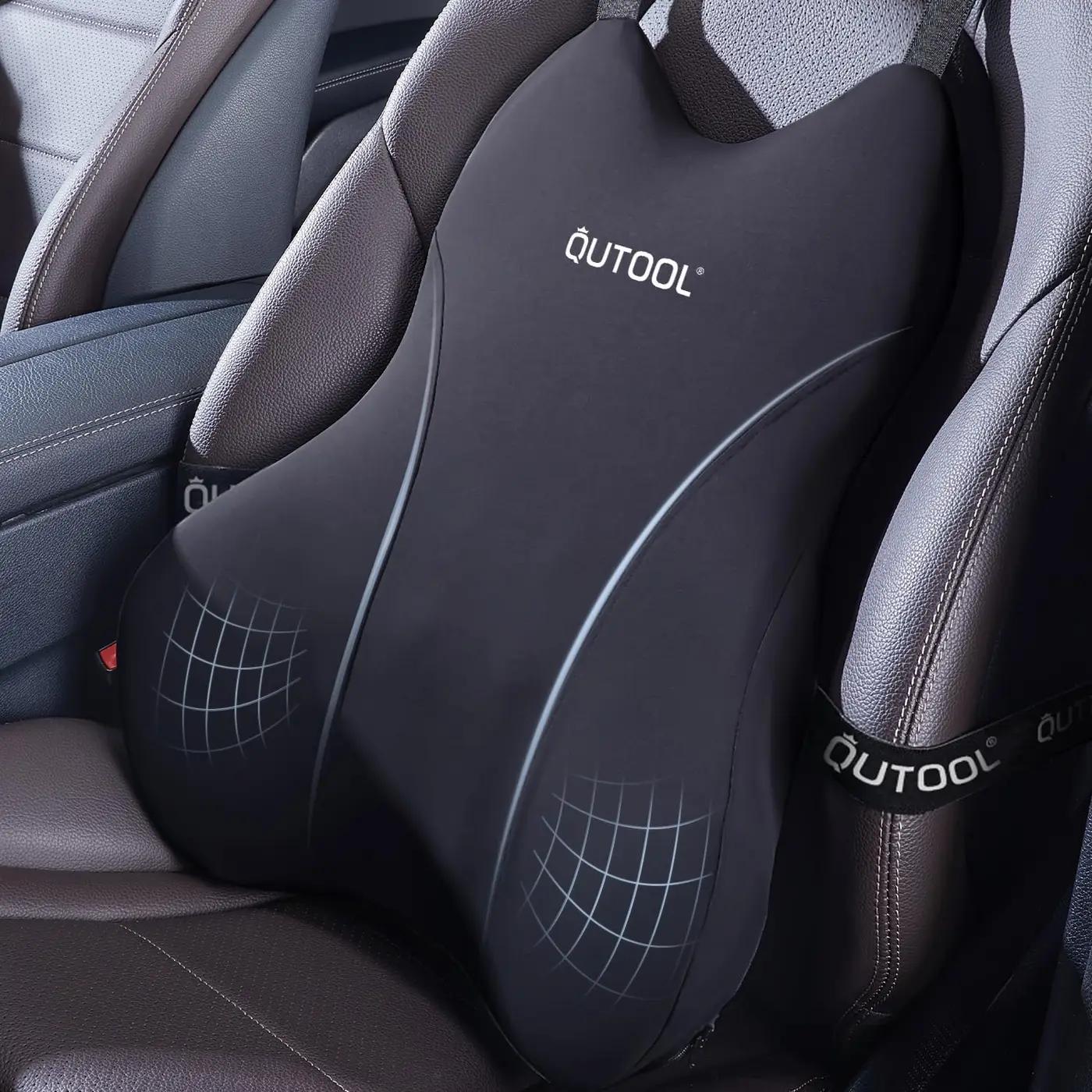 QUTOOL Lumbar Support Pillow for Car, Truck Accessories Travel Essentials, Memory Foam Back Cushion for Driving Seat, Back Pain Relief,Washable Cover, Lower Back Support Fits Most Cars(Black) OEKO-TEX STANDARD 100