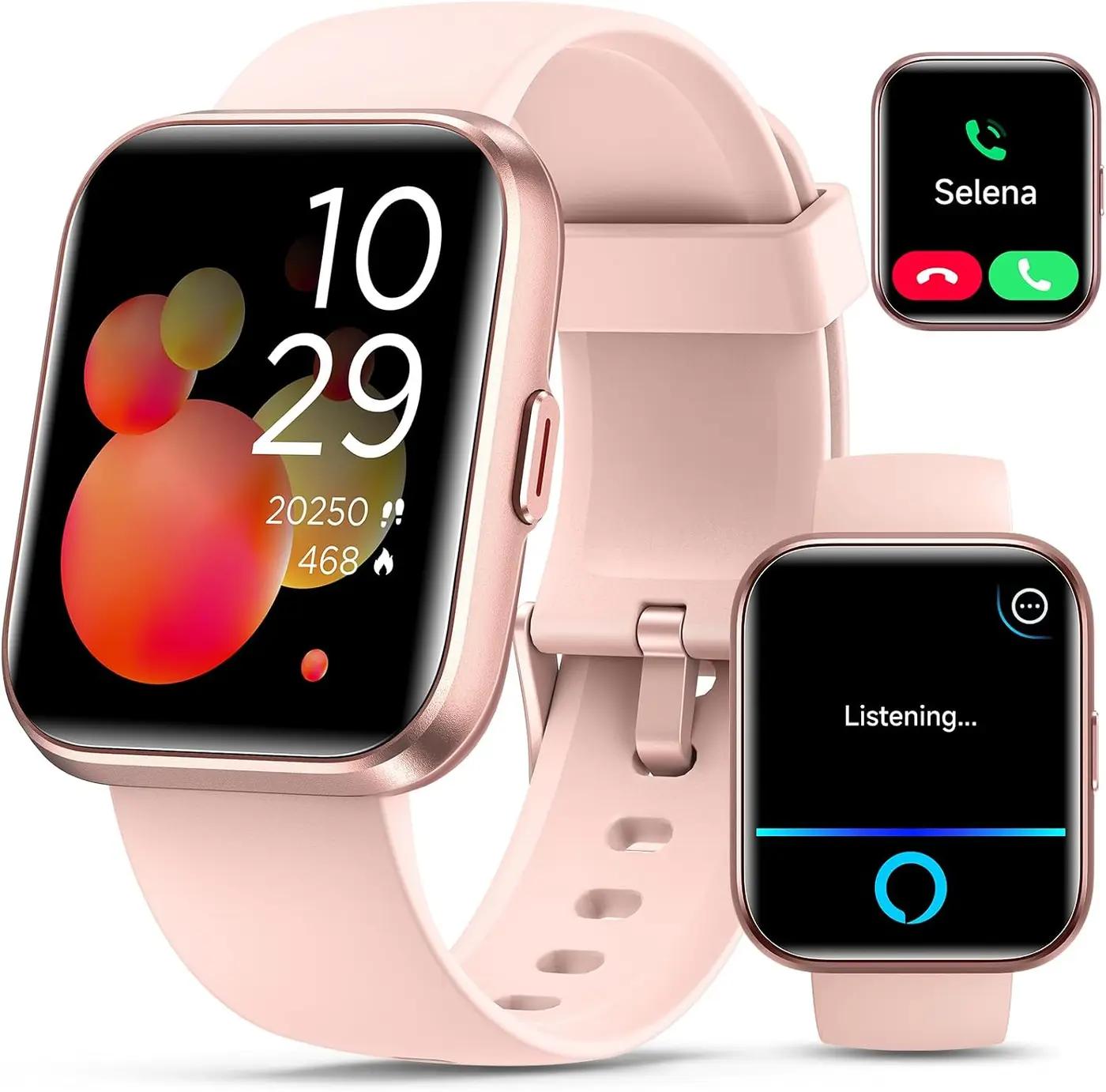 Quican Smartwatch for Women, Compatible with Android &amp; iPhone, 1.8'' Fitness Tracker Watch with Alexa, Call &amp; Notification Alerts, Heart Rate &amp; Sleep Monitor, 120 Sports Modes, Waterproof Watch for Women ClimeCo Certified