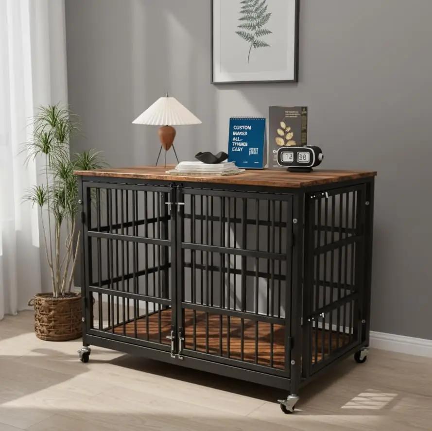 KOKOTANGS 48" Dog Crate Furniture, Heavy Duty Dog Kennel Indoor for Large Dogs, Escape-Proof and Chew-Proof Wooden Dog Cage for high Anxiety Dog, Decorate House as TV Stand, End Table