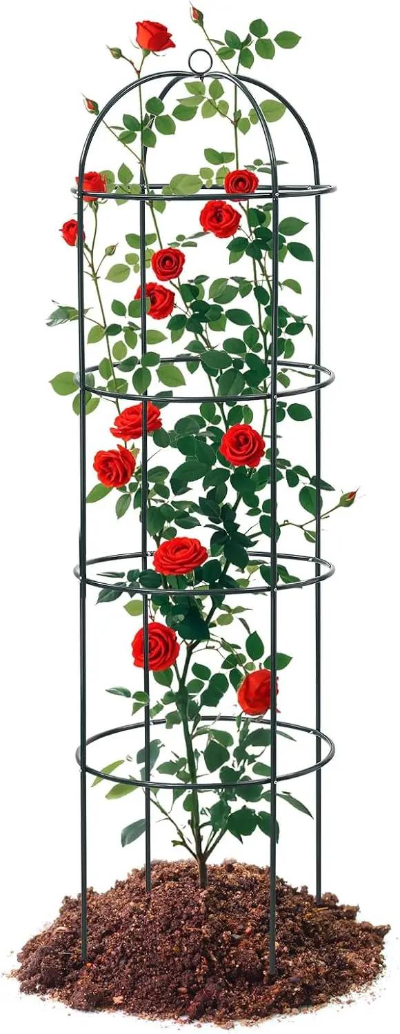 Trellis for Climbing Plants Outdoor, 75" Tall Heavy Duty Metal Obelisk Garden Trellis Climbing Plant Support for Heavy Tomatos Cucumber Potted Vine Flower Rose Clematis Vegetable Pea Bean Trellises