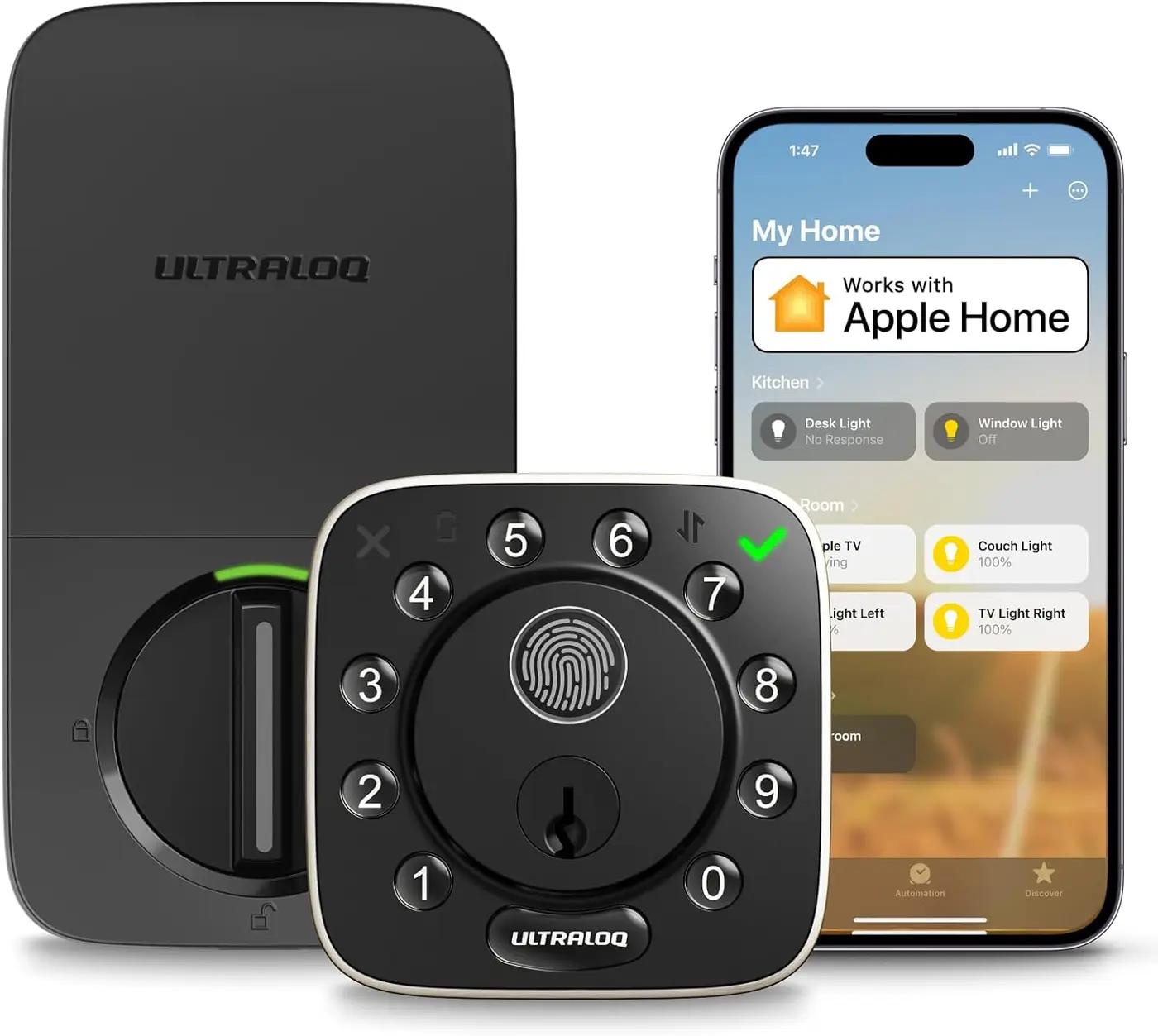 ULTRALOQ Bolt Fingerprint WiFi Smart Lock, Works with Apple Home, Siri, Alexa, 8-in-1 Keyless Entry with Fingerprint ID, App Remote Control, Keypad Deadbolt, BHMA Cert., Easy Install, 10 Mo. Battery ClimatePartner certified