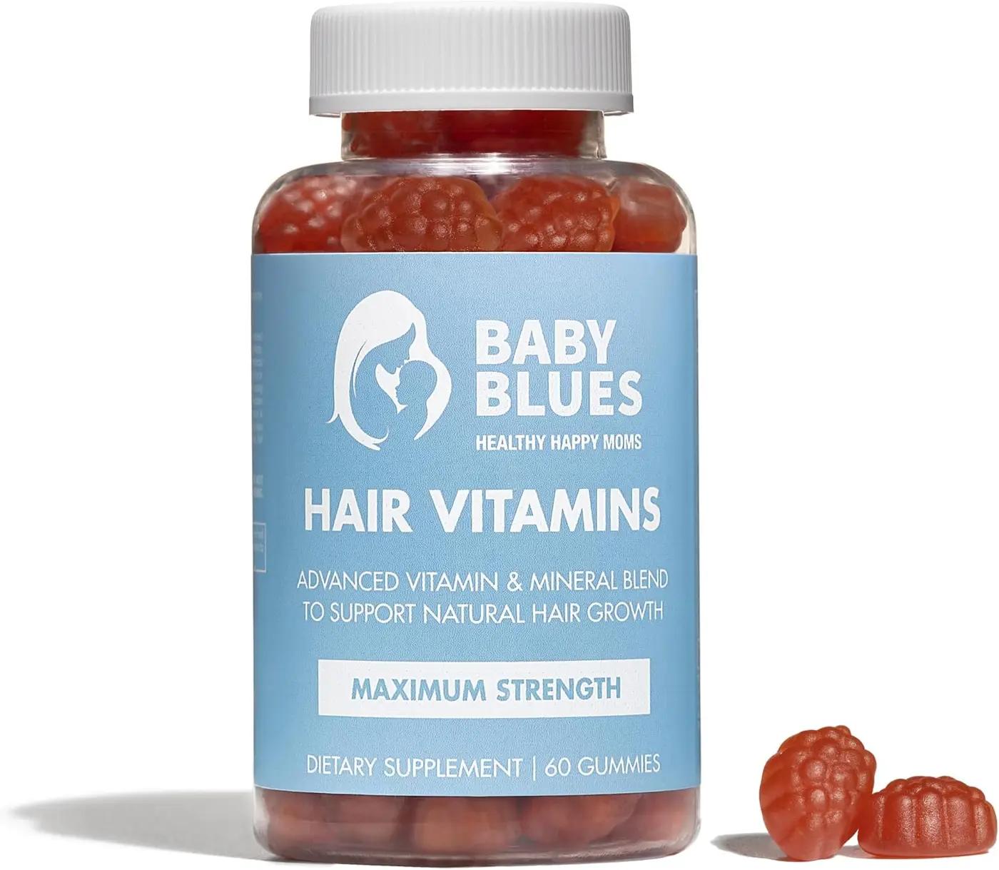 Baby Blues Postpartum Hair Loss Vitamins - Passion Fruit Gummies with Biotin, Collagen, &amp; Folate