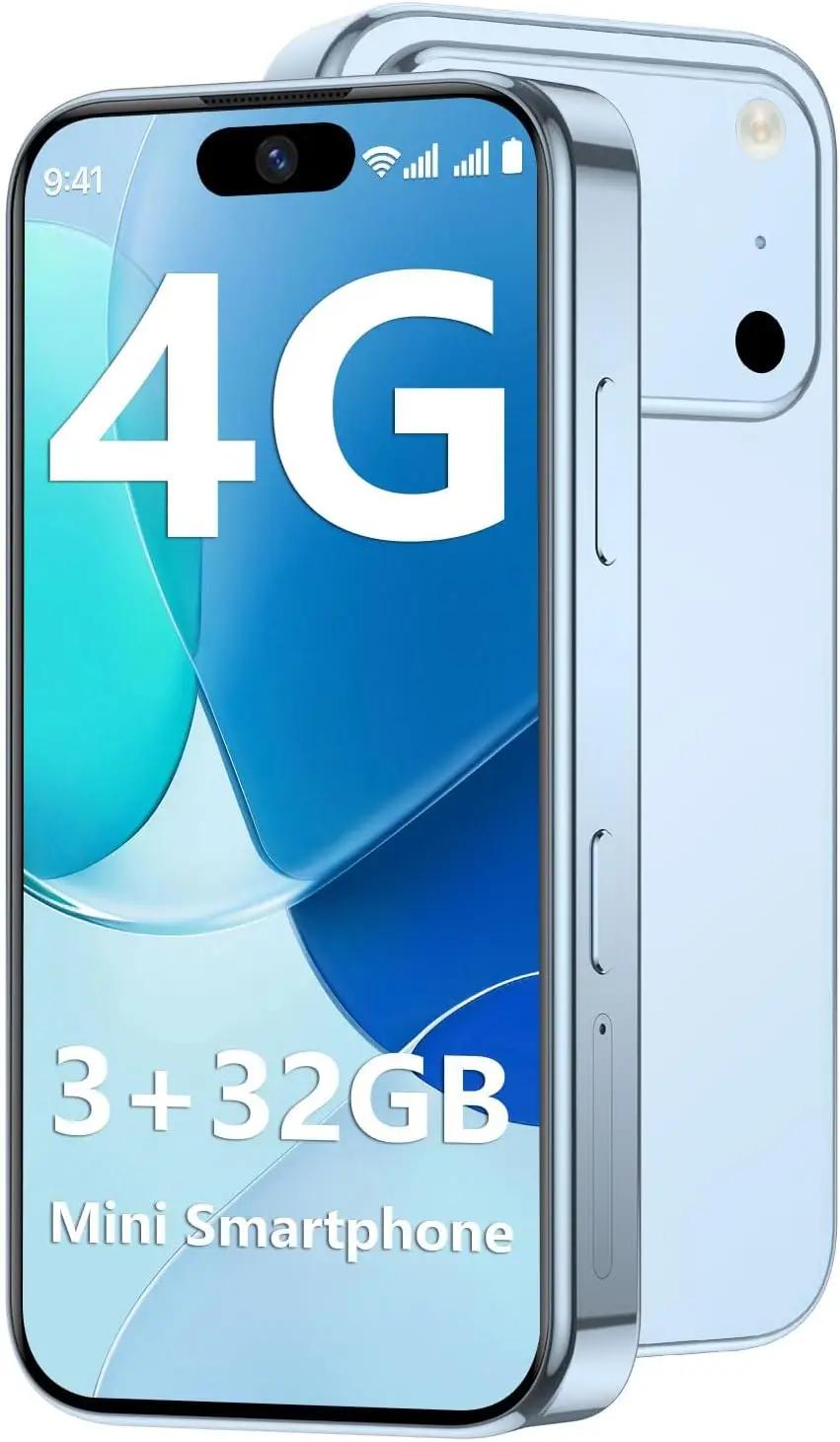 Mini Phone 4G Unlocked 3+32GB Mini Smartphone with 3.7'' HD Touch Screen 2000mAh Battery Compact Backup World's Smallest Phone for Kids &amp; Students GPS Dual SIM Face ID Blue | 4G Unlocked 3+32GB