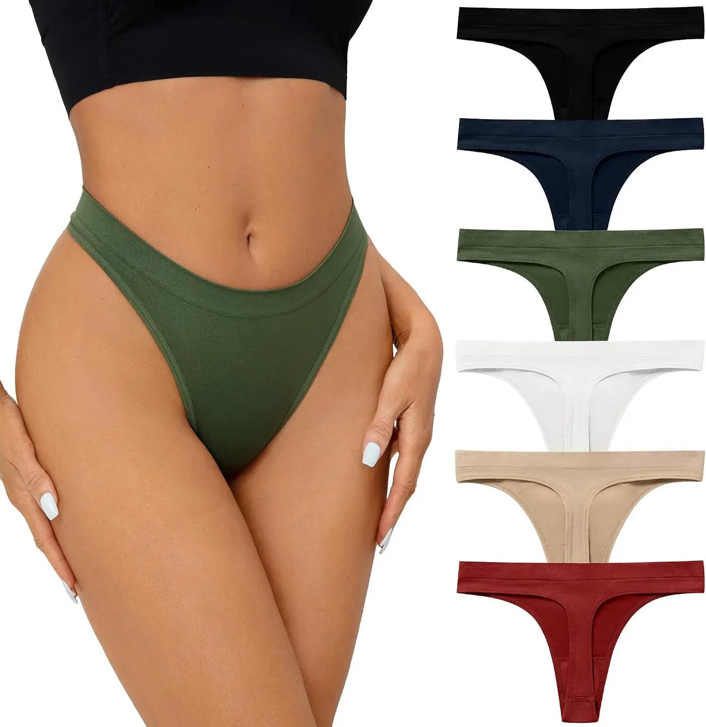 SHARICCA Seamless Thongs for Women Sexy Breathable No Show Thong Underwear Women Multiple Pack OEKO-TEX STANDARD 100