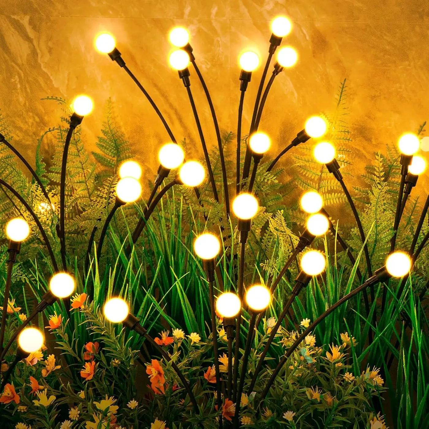 ASMAD Solar Lights Outdoor(4 Pack,32 LEDs), Solar Garden Lights, Outdoor Decorations, Firefly Light for Patio Decor, Big Bulb, Unique Gifts for Women, Gifts for Grandma ISCC PLUS